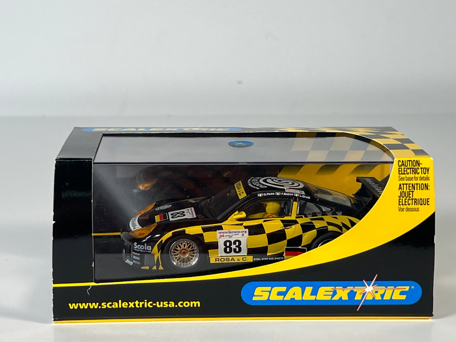 Scalextric Porsche Seikel Motor Sport #83: Scalextric Porsche Seikel Motor Sport #83 Yokohama 1/32 Slot Car, with original case. Weight: 7.7 oz.
