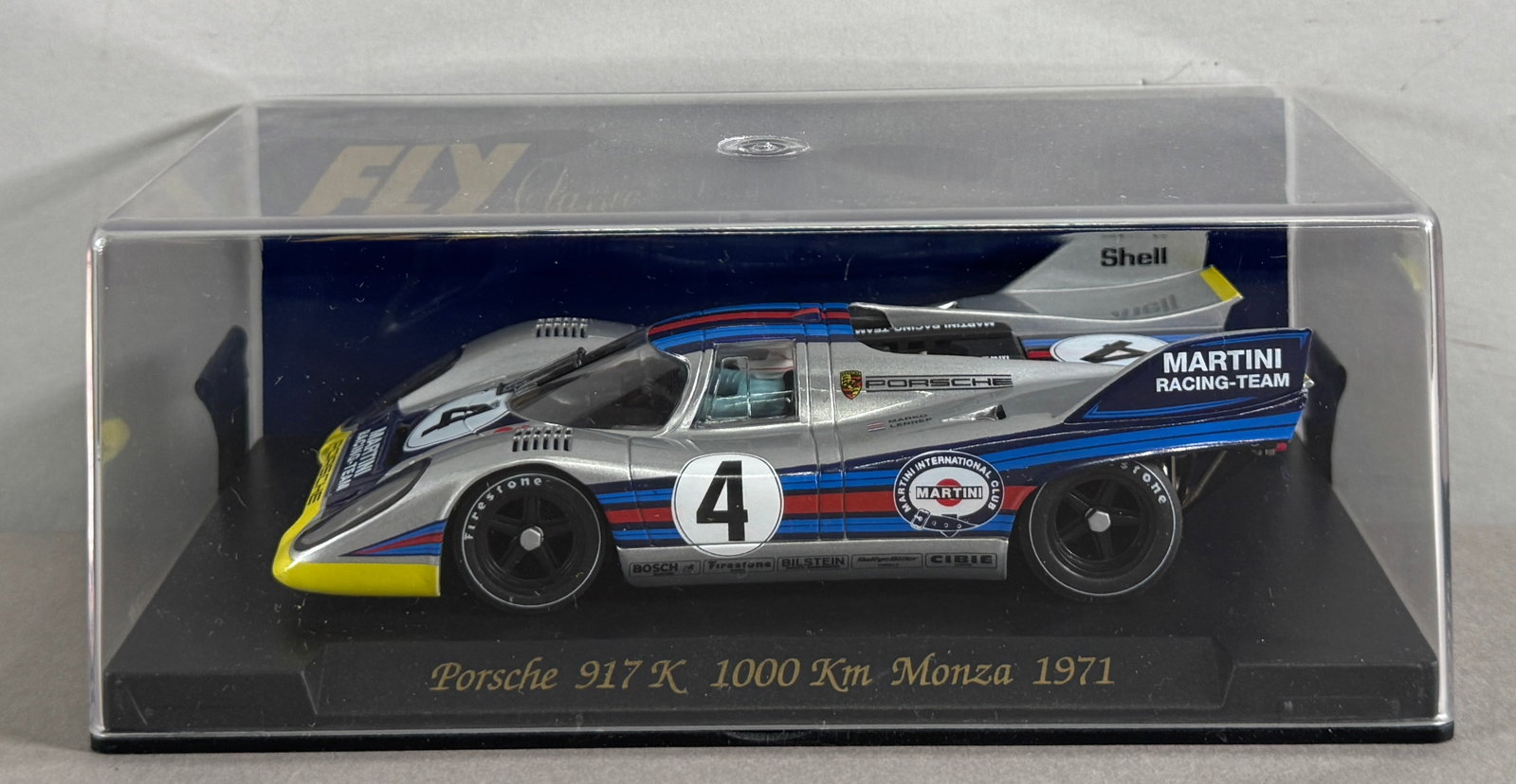Fly Classic Porsche 917K 1000 km Monza 1971 #4: Fly Classic Porsche 917K 1000 km Monza 1971 #4 Martini Racing Team 1/32 Slot Car. Reference #C57, with original case. 