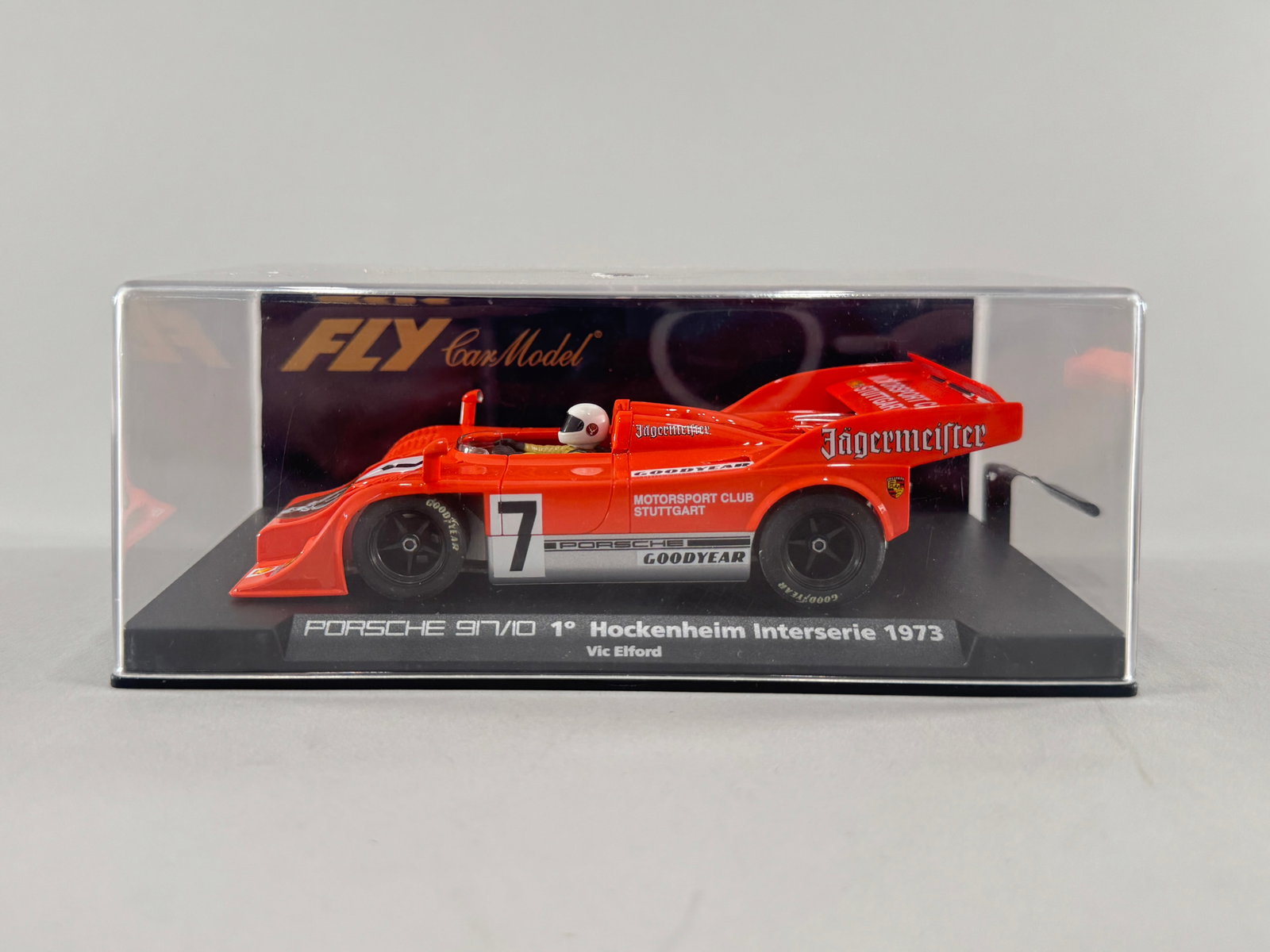 Fly Car Model Porsche 917/10 Hockenheim Interserie 1973 #7: Fly Car Model Porsche 917/10 Hockenheim Interserie 1973 #7 1/32 Slot Car, with original case. Dimensions: 6 9/16'' x 3 1/2'' x 2 1/2''. Weight: 6.6oz. 