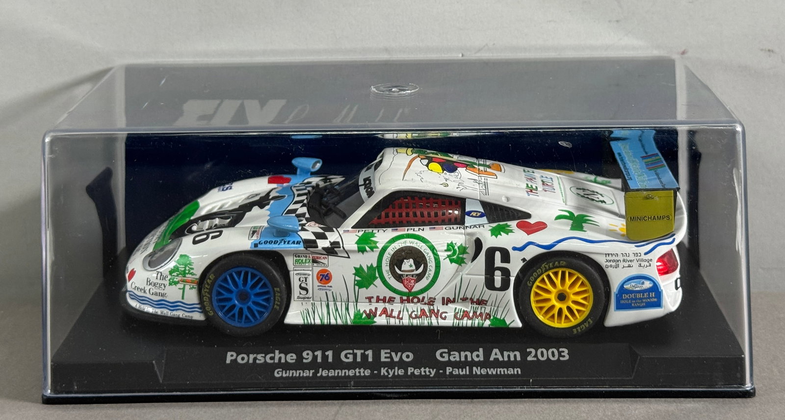 Fly Car Model Porsche 911 GT1 Evo Grand Am 2003 #6: Fly Car Model Porsche 911 GT1 Evo Grand Am 2003 Jeannette-Petty-Newman #6 Victory Junction Gang 1/32 Slot Car A-521. Reference #88222, with original case. 
