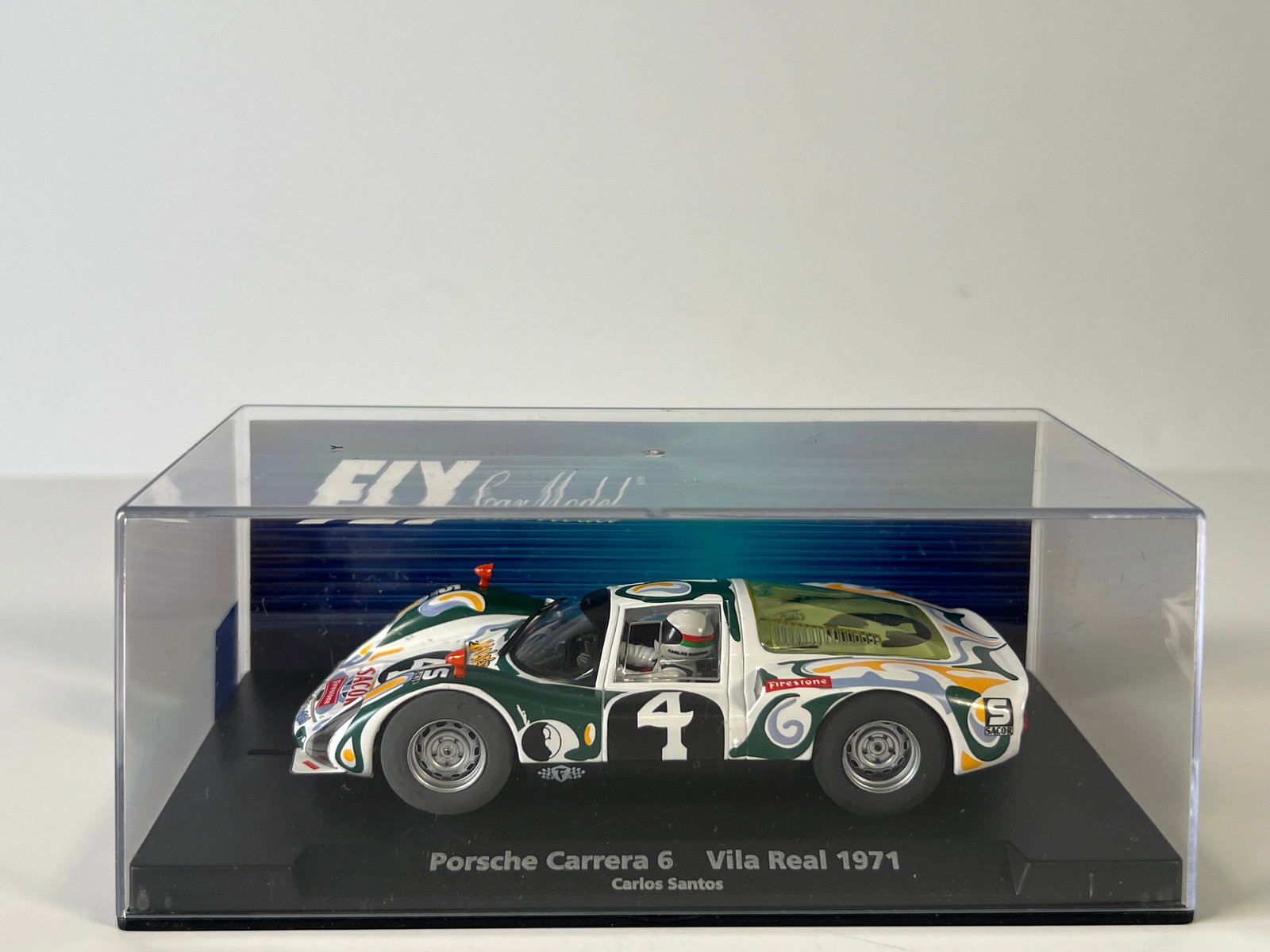 Fly Car Model Porsche Carrera 6 Vila Real 1971 #4: Fly Car Model Porsche Carrera 6 Vila Real 1971 Carlos Santos #4 Macieira 1/32 Slot Car. Reference #88334, with original case. Weight 5 oz.