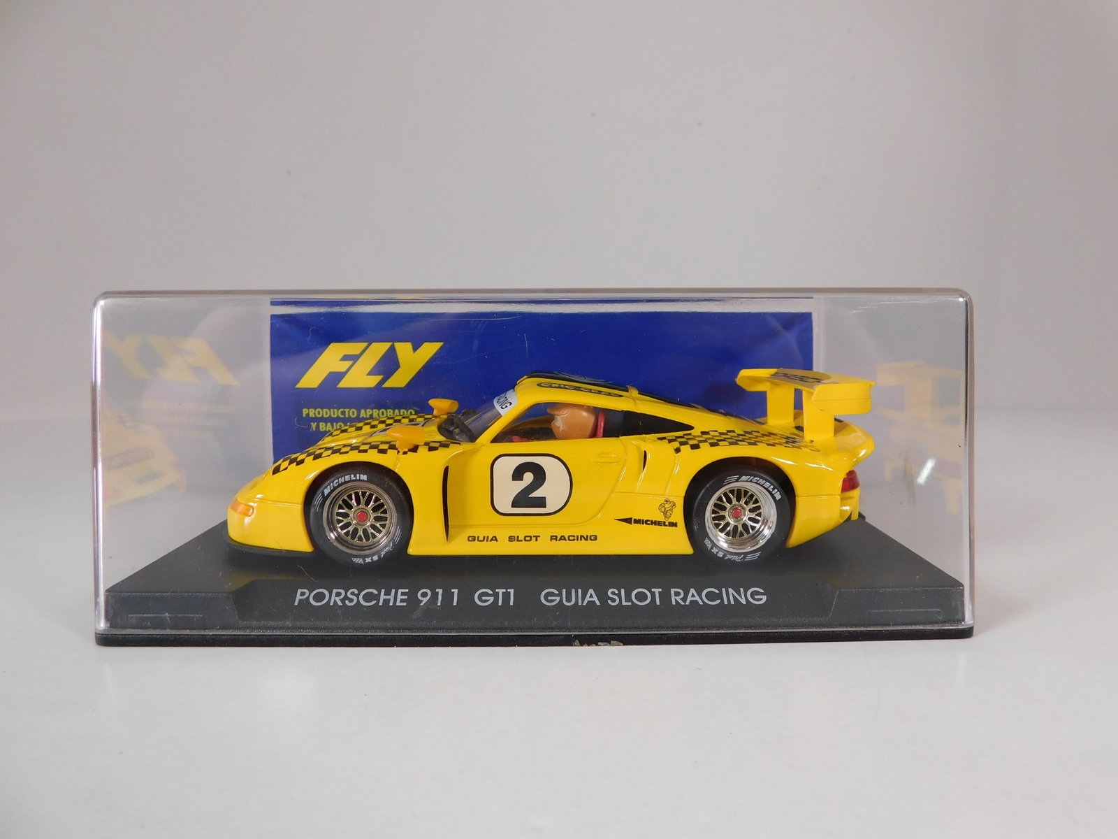 Fly Porsche 911 GT1 Guia Slot Racing #2: Fly Porsche 911 GT1 Guia Slot Racing #2 Cric Crac 1/32 Car. Reference #E31, with original case. Weight: 6.6 oz.