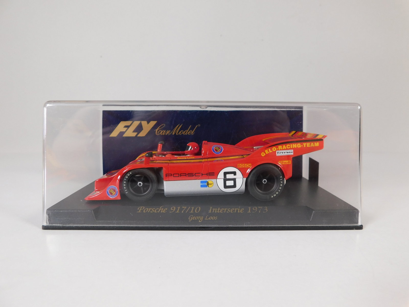 Fly Car Model Porsche 917/10 Interserie 1973 #6: Fly Car Model Porsche 917/10 Interserie 1973 Georg Loos #6 Shell 1/32 Slot Car A161. Reference #88012, with original case. Weight: 6.6 oz.