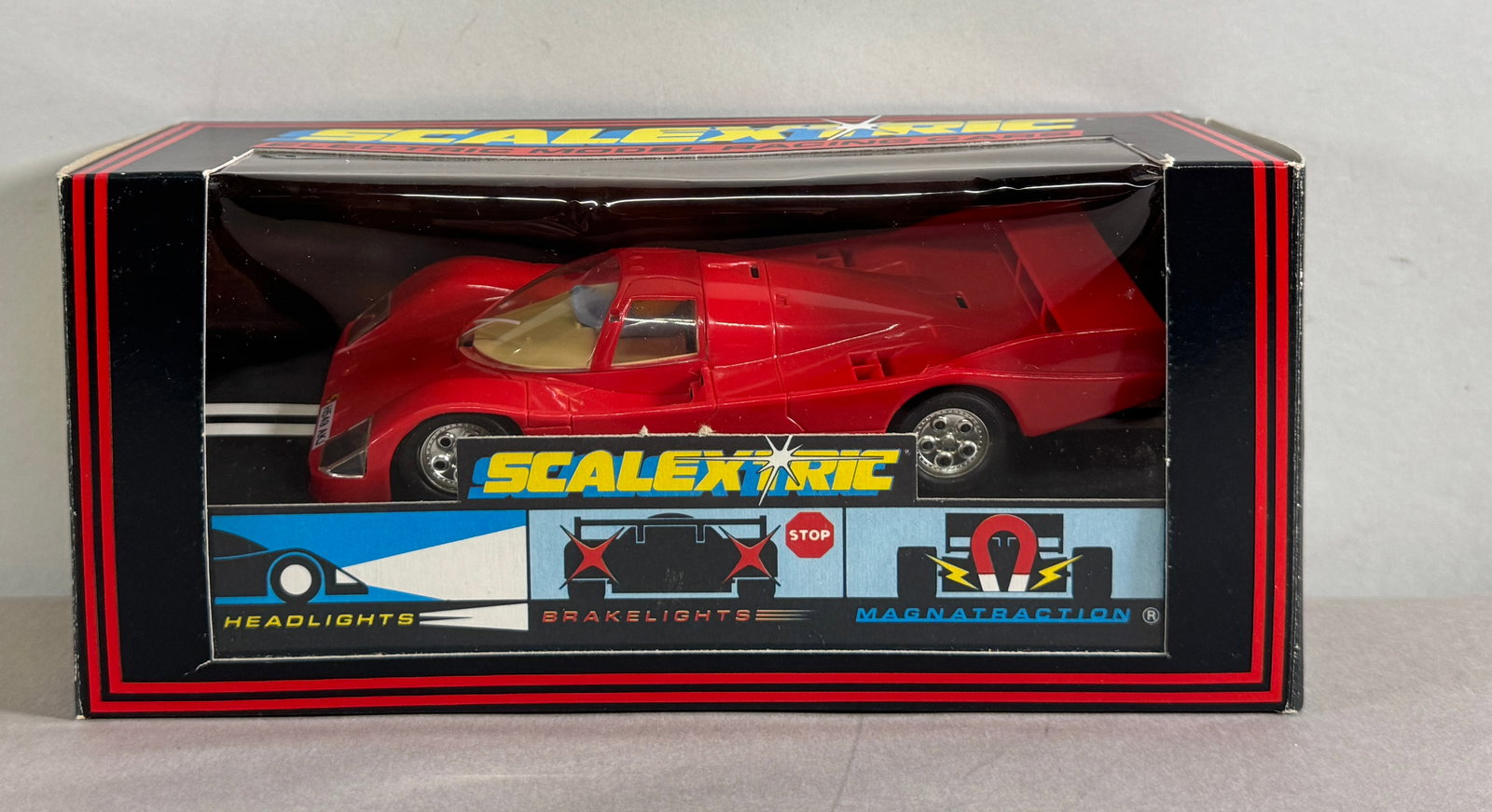 Scalextric Porsche 962 Red Road Car: Scalextric Porsche 962 red road car 1/32 slot car, with original case. 