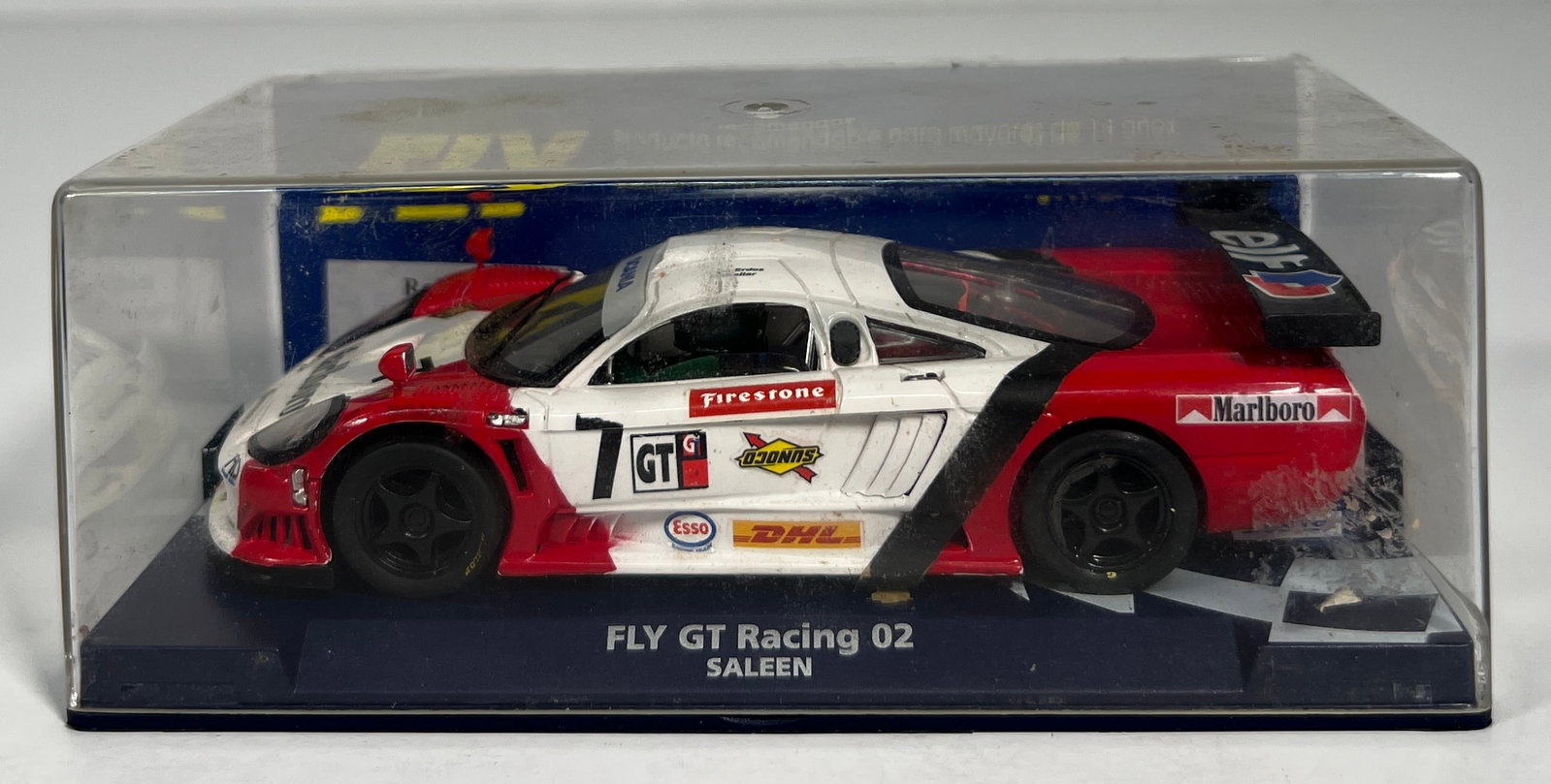 Fly GT Racing 02 Saleen #7: Fly GT Racing 02 Saleen #7 Marlboro 1/32 Slot Car, with original case. Weight: 7oz.