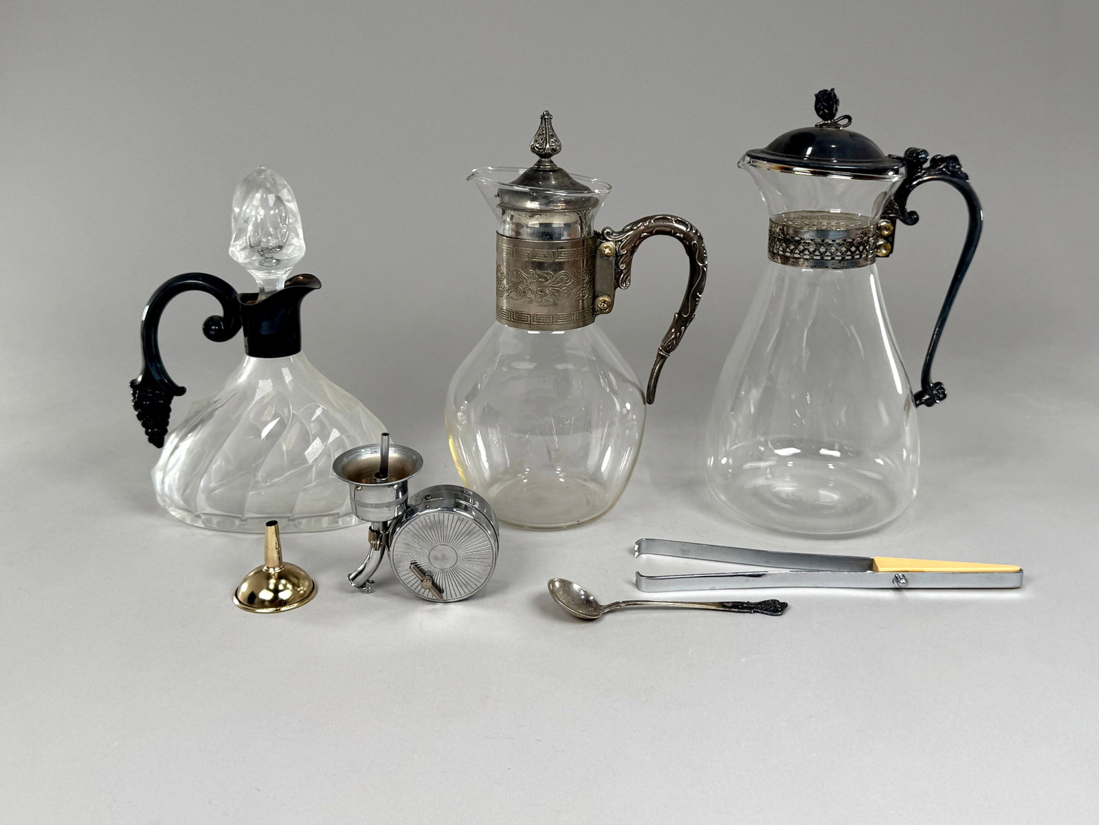 Silver Overlay Glass Barware Set with Pitchers (1 of 9)