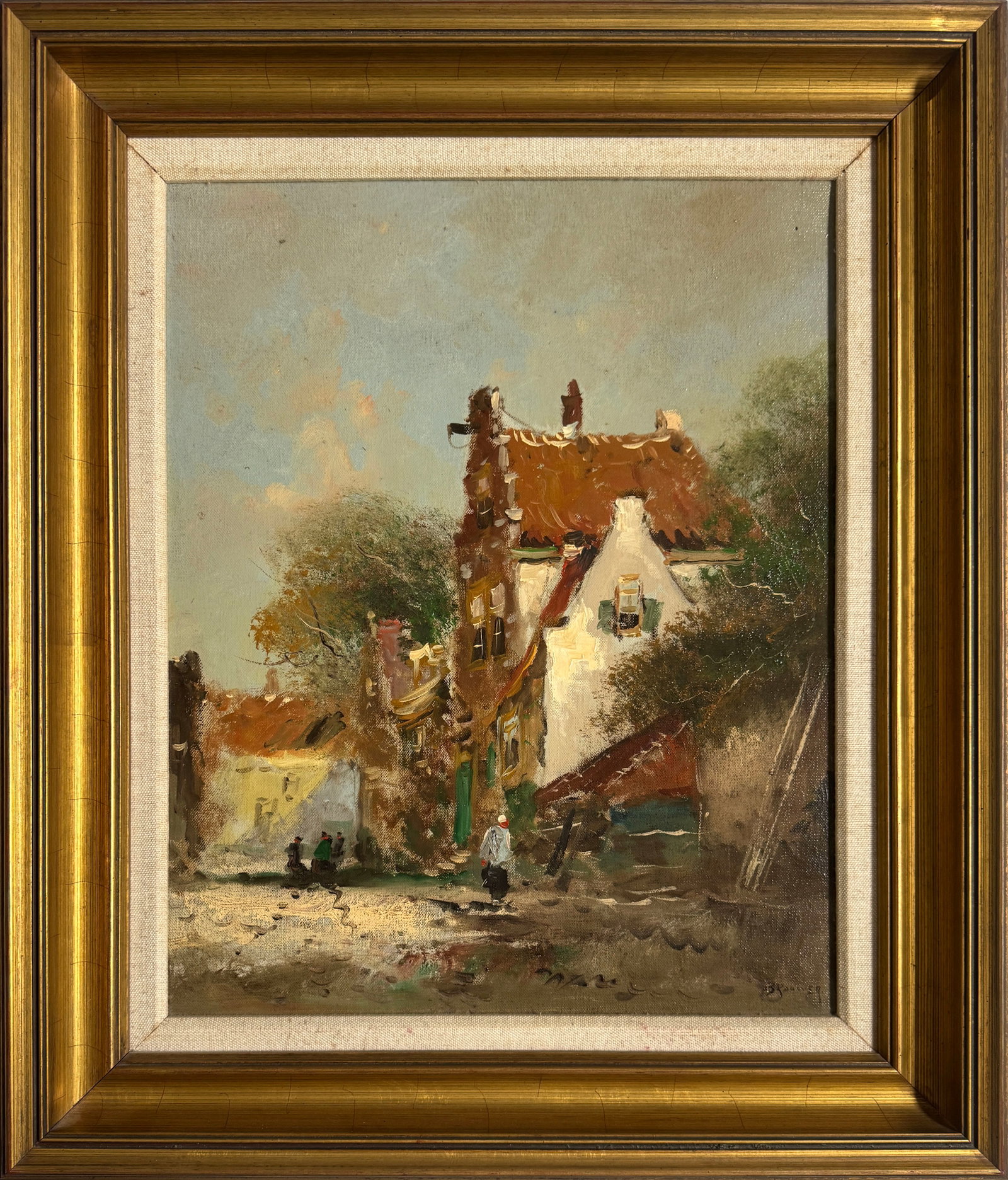 Oil on Canvas by Brouwer: Oil on canvas painting, signed Brouwer, lower right Frame Dimensions: 27"x23" Sight Dimensions: 19 1/2" x 15 1/2"