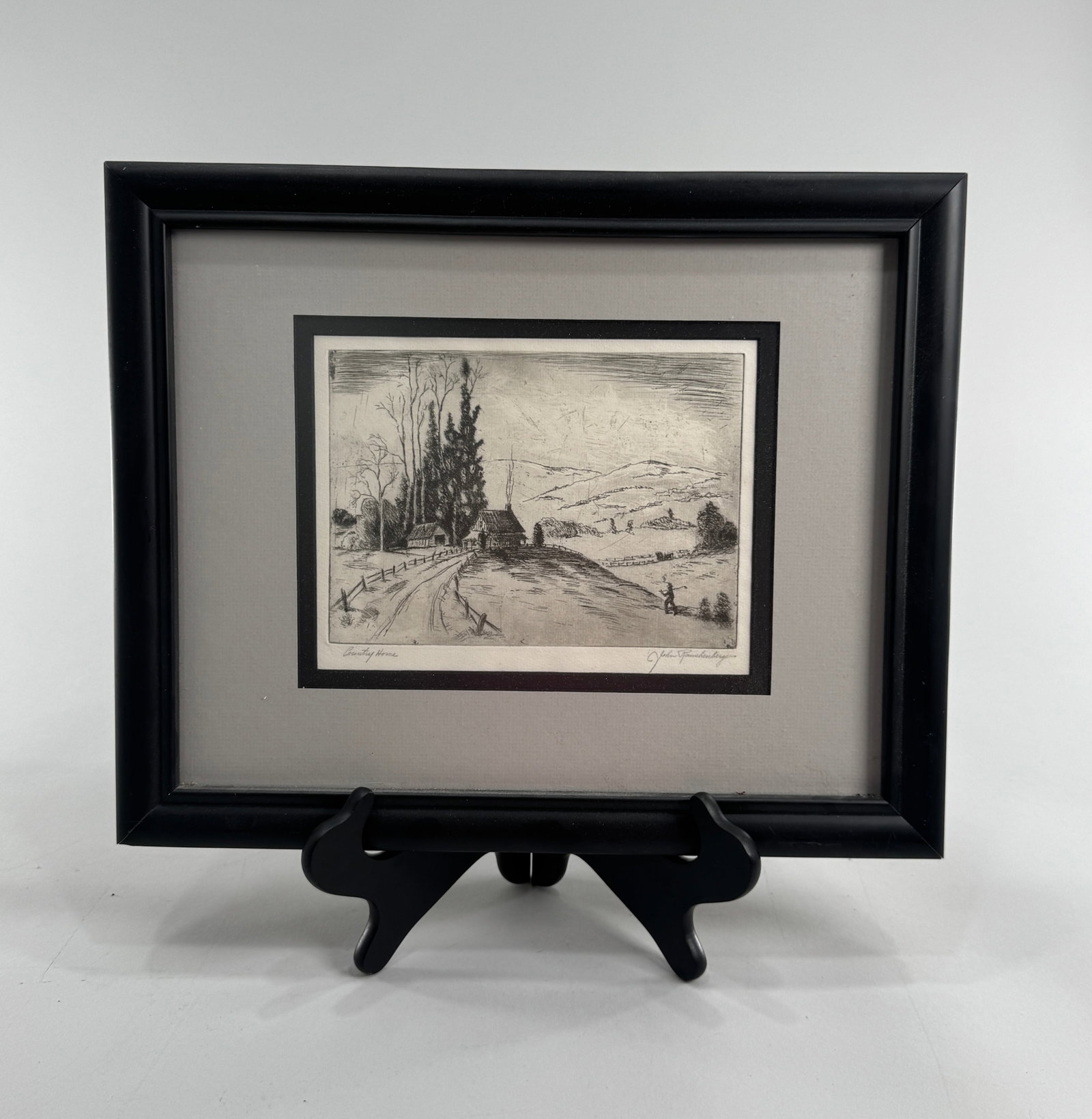 Three Framed Landscape Prints - Etchings and Offset Lithograph - 10