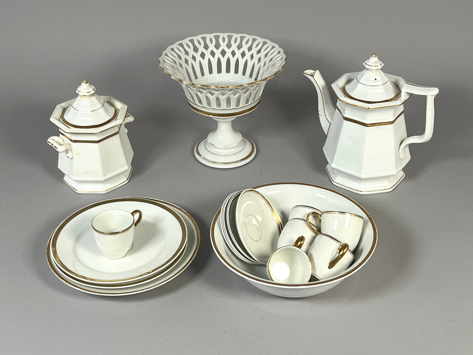 Group of White Porcelain with Gold Trim (1 of 6)