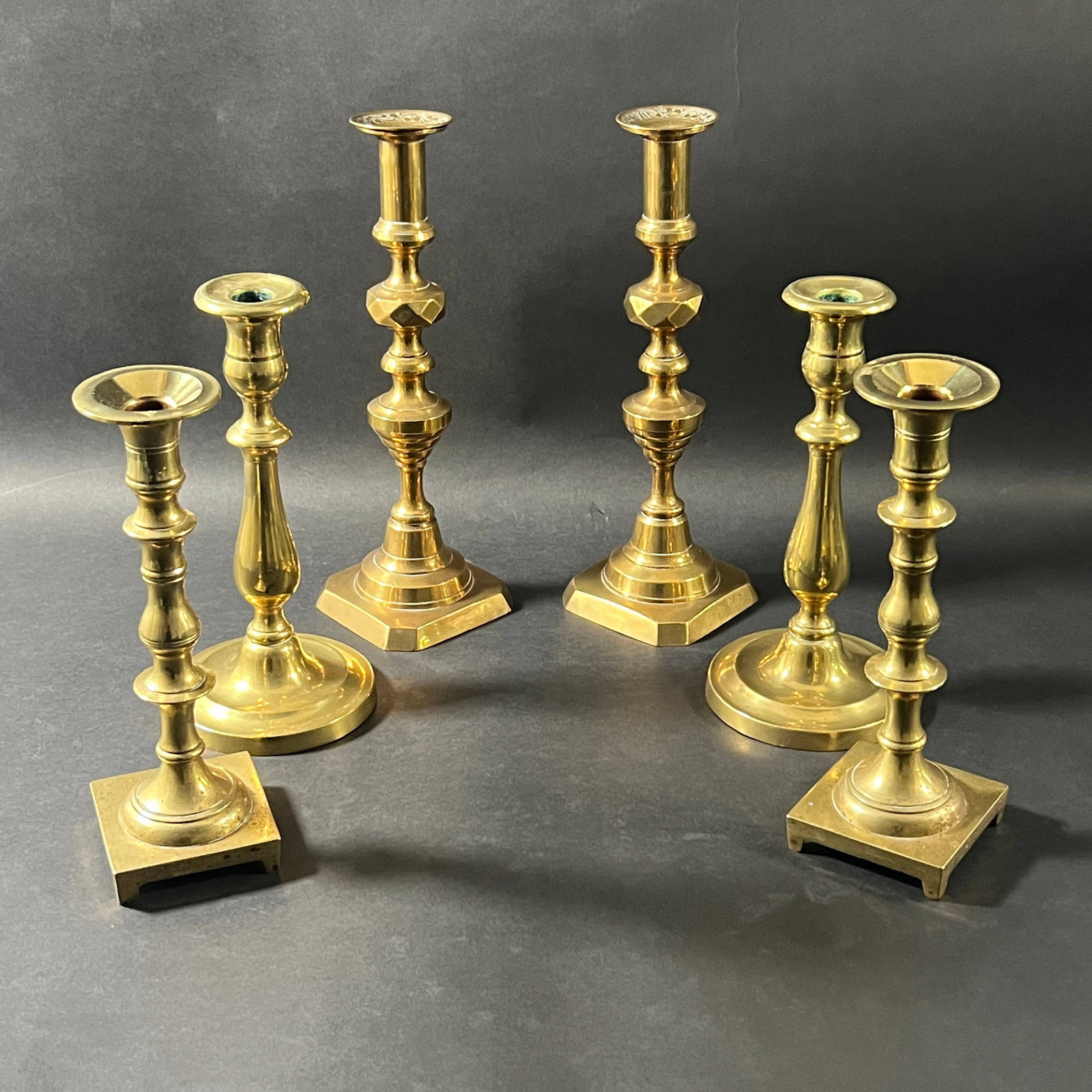 Group of Six Brass Candlesticks (1 of 6)