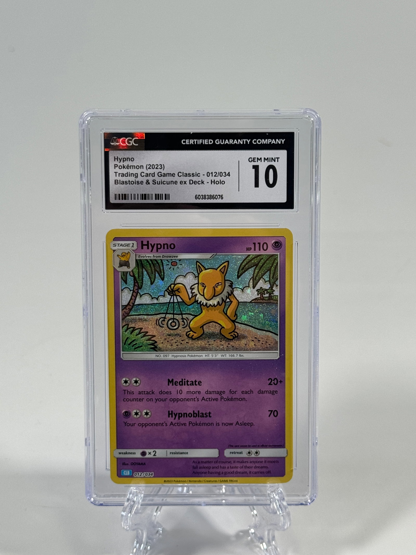 Hypno - Pokemon Card Game Classic - CGC Gem Mint 10: Hypno Pokemon card from the Pokemon Card Game Classic - 01/2024 Blastoise & Silicone ex Deck. Graded Gem Mint 10 by CGC.