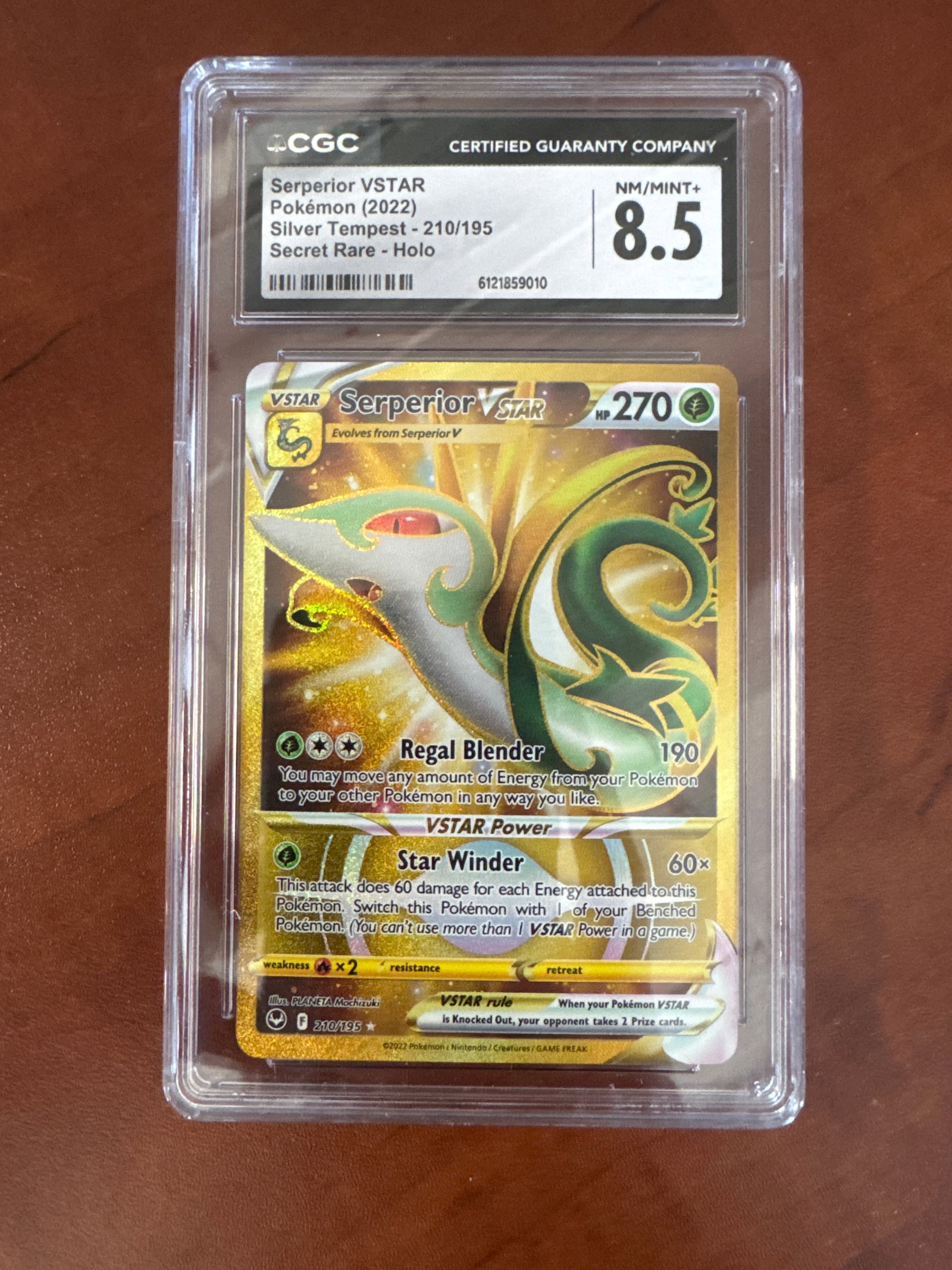 Serperior VSTAR Pokemon Card CGC 8.5: Serperior VSTAR Pokemon card, graded CGC 8.5. Size: 12 x 7.9cm approx. Weight: 2oz.