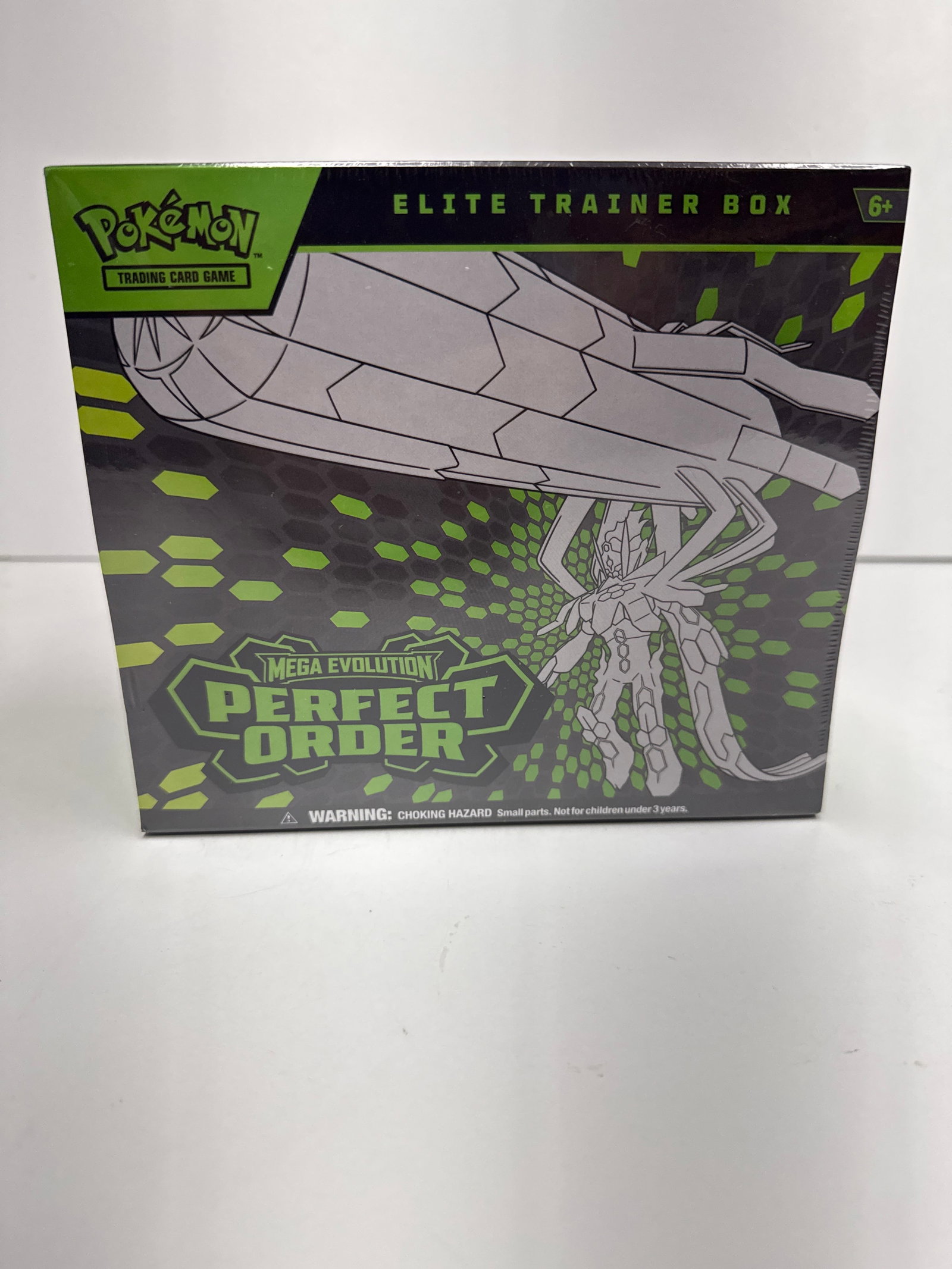 Pokemon TCG Mega Evolution Perfect Order Elite Trainer Box: This Pokemon TCG Mega Evolution - Perfect Order Elite Trainer Box contains 9 booster packs, Mega Evolution TCG Energy cards, card sleeves, dice, and a collector's box. It is designed for players aged 