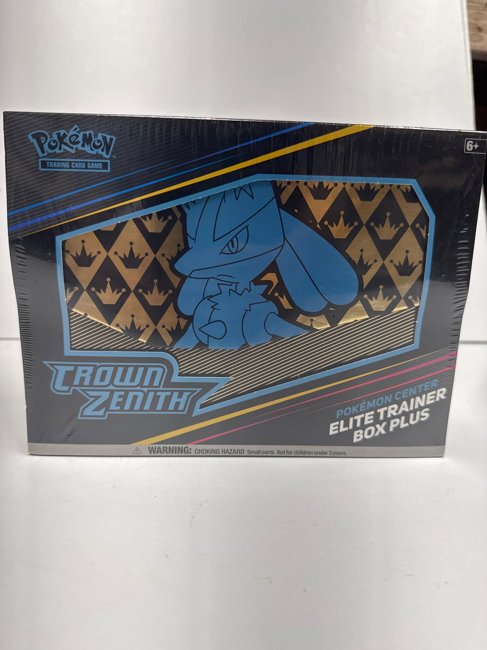 Pokemon TCG Pokemon Center Crown Zenith Elite Trainer Box Plus: This Pokemon TCG: Crown Zenith Elite Trainer Box Plus includes 12 booster packs, a Lucario VSTAR promo card, 65 card sleeves, 45 TCG Energy cards, dice, coin-counter, metal condition markers, and a co