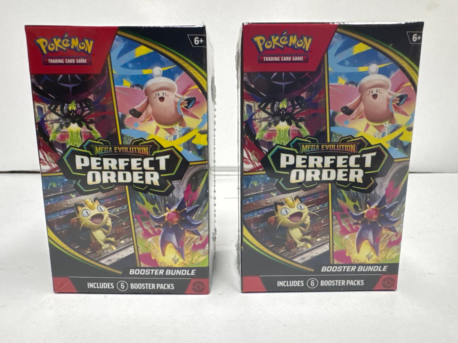 Pokemon TCG: Mega Evolution - Perfect Order Booster Bundle (2 Packs): Two sealed Pokemon TCG: Mega Evolution - Perfect Order Booster Bundles. Each bundle contains six booster packs, featuring Mega Evolution and the Perfect Order expansion. Expand your collection with th