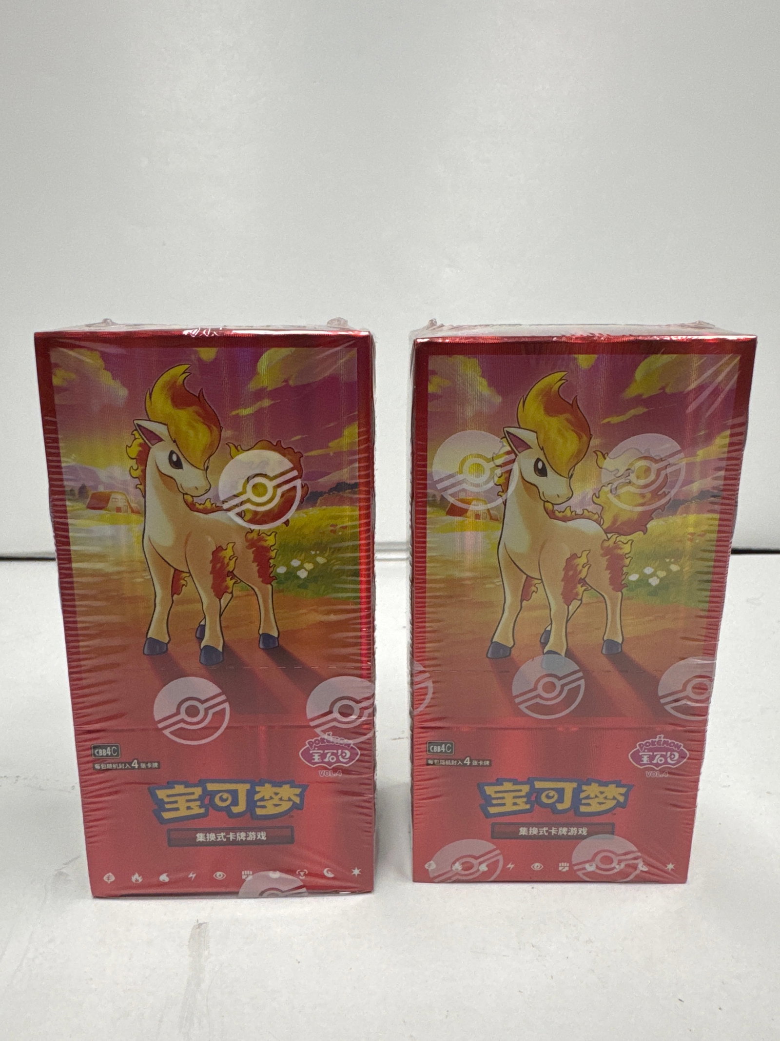 Pokemon Trading Card Game Scarlet & Violet Series Booster Boxes (2-Pack): Two sealed Pokemon Trading Card Game Scarlet & Violet Series booster boxes. Each box contains 30 packs, with 4 cards per pack. Features artwork of Ponyta and other Pokemon.