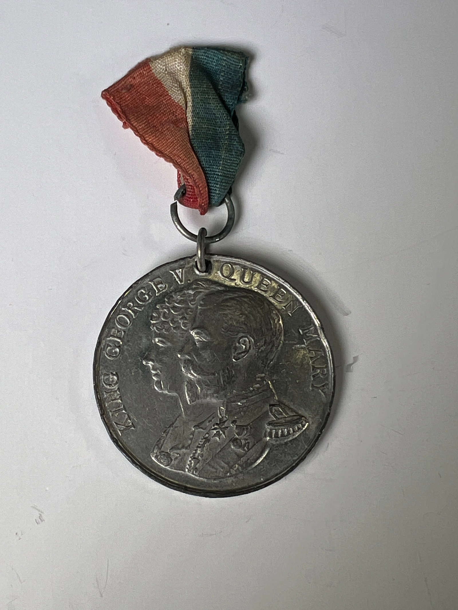 1911 King George V and Queen Mary Coronation Souvenir Medal: King George V and Queen Mary Coronation Souvenir Medal, 1911, with ribbon.