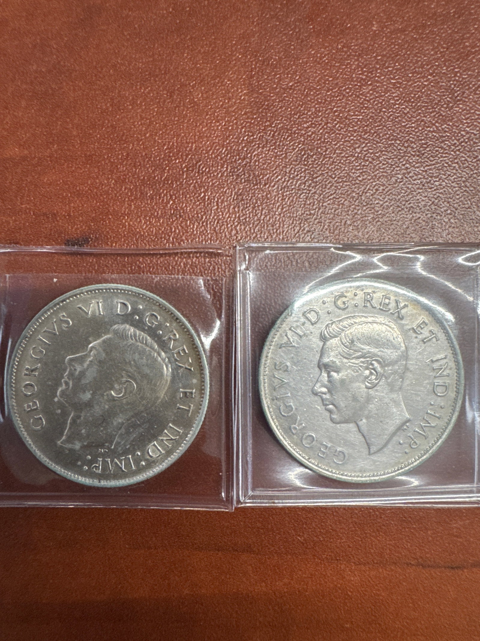 Two Canadian Silver Coins: 1943 and 1941 George VI Half Dollar (1 of 2)