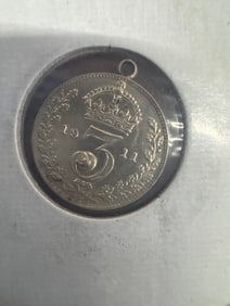 1911 King George V Silver Three Pence Coin Pendant
