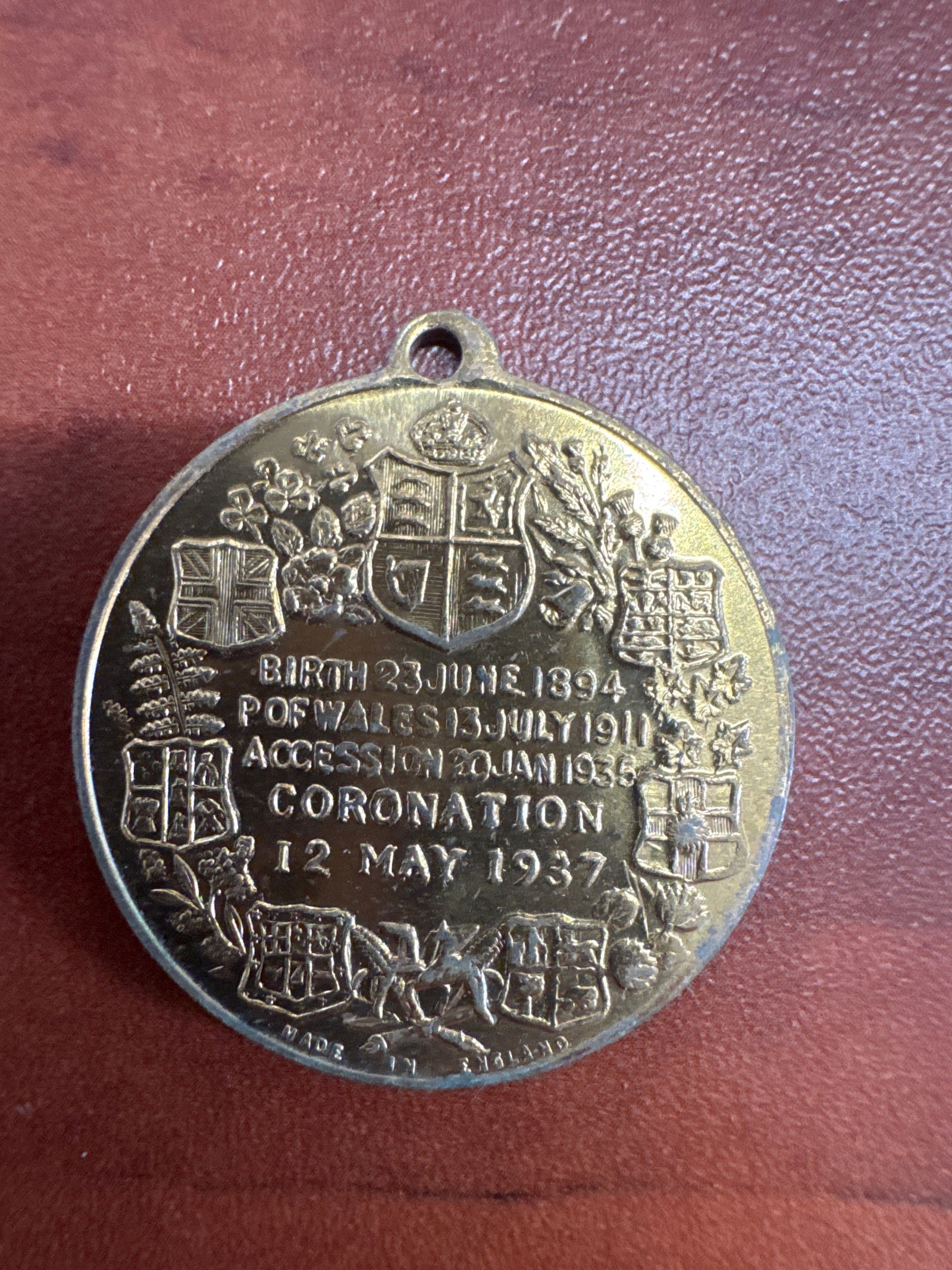 Coronation Medal of Edward VIII, 1937: A commemorative medal for the coronation of Edward VIII, dated 12 May 1937. 