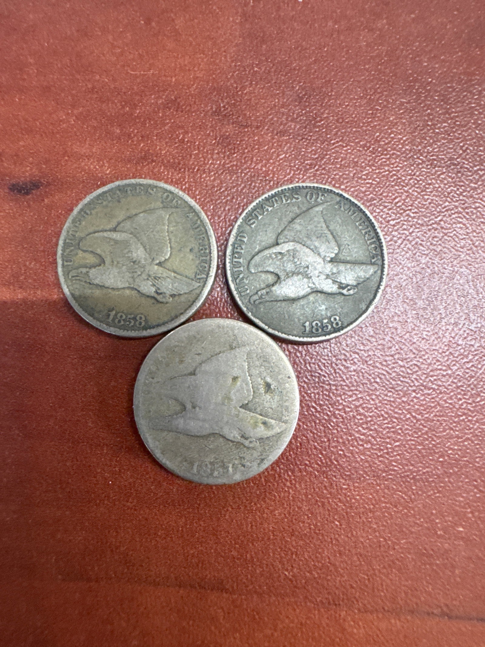 Three 1858 and 1857 Flying Eagle Cents (1 of 4)