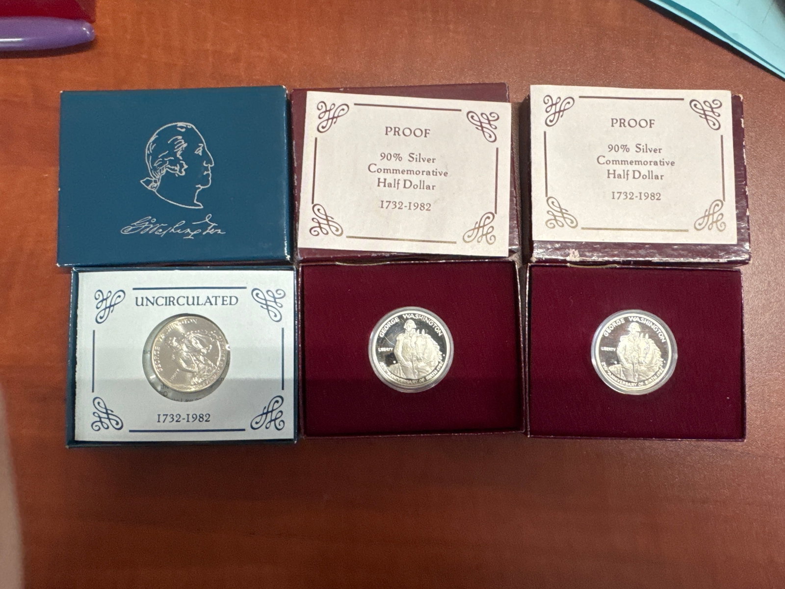 Collection of George Washington 250th Anniversary Silver Commemorative Coins (1 of 4)