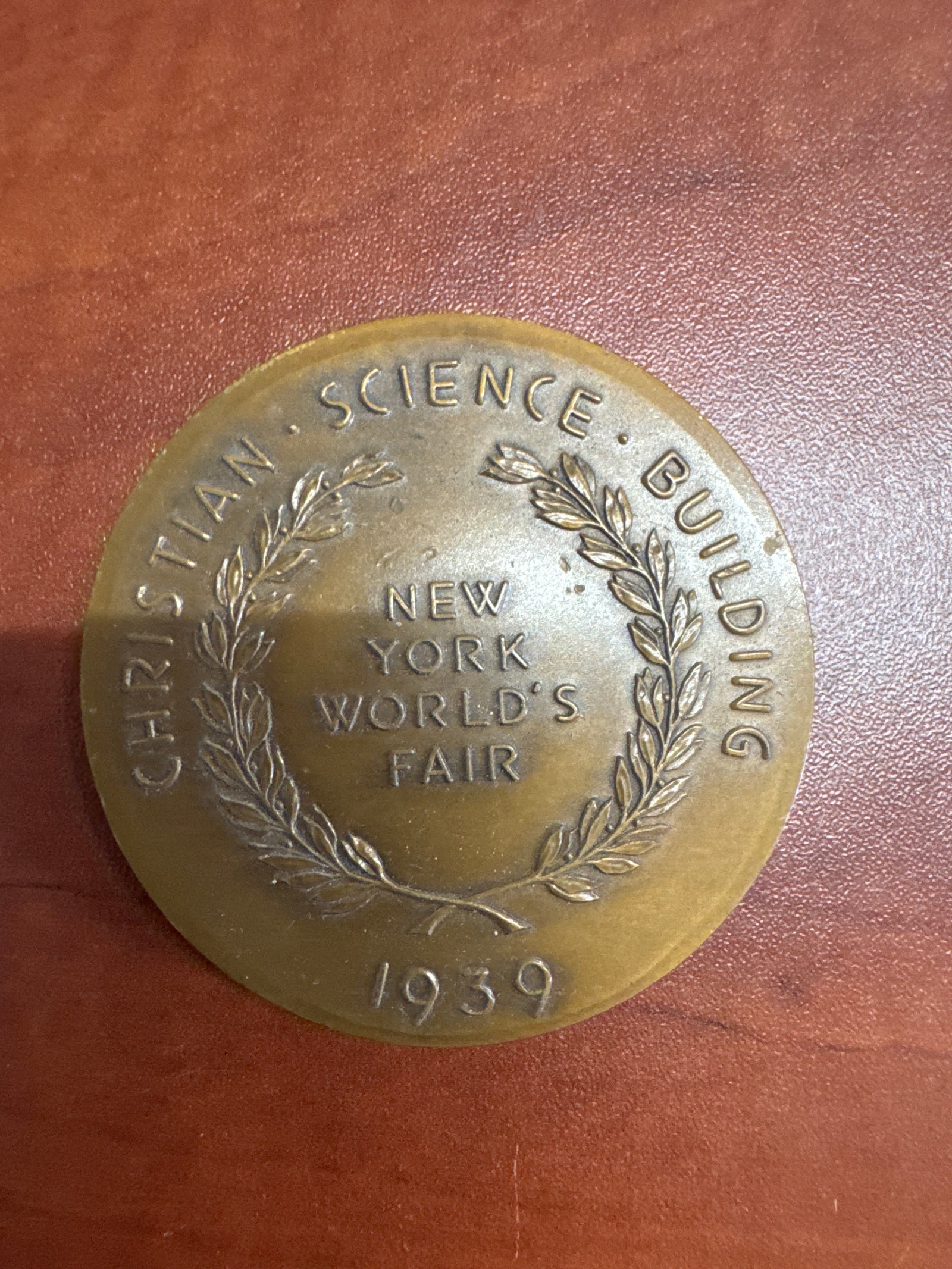 1939 New York World's Fair Christian Science Building Medal (1 of 2)