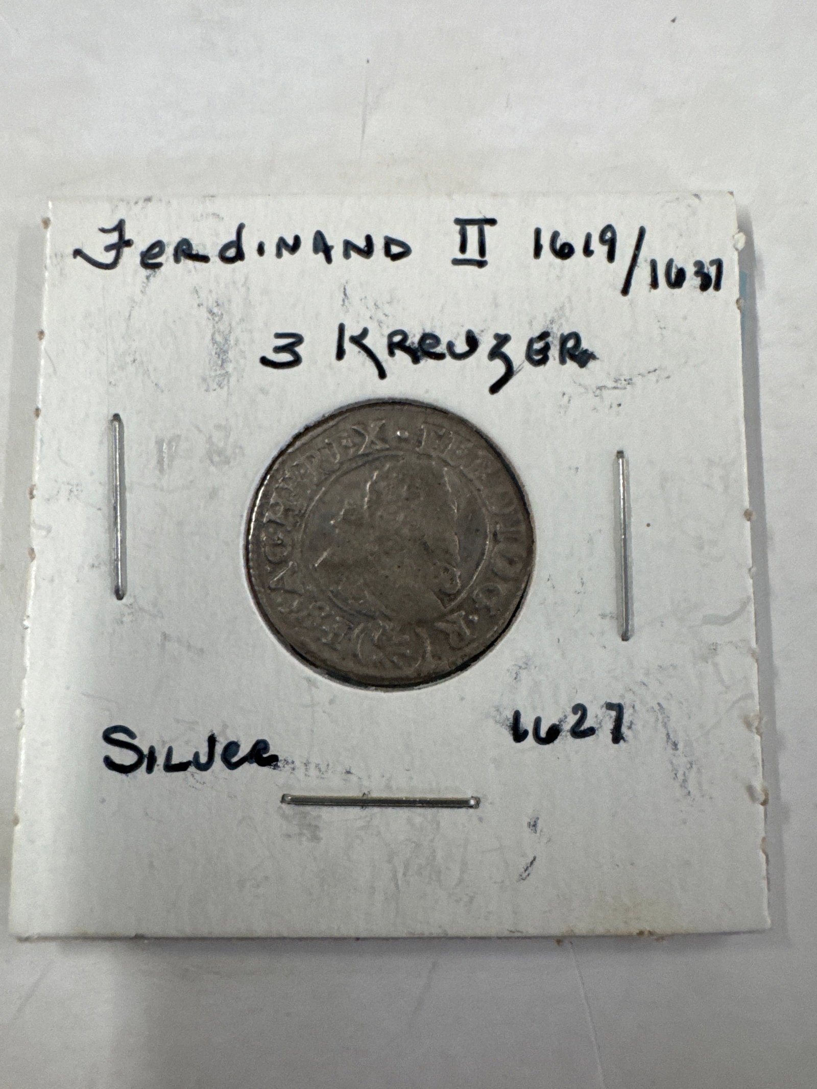 Ferdinand II Silver 3 Kreuzer Coin, 1627 (1 of 2)