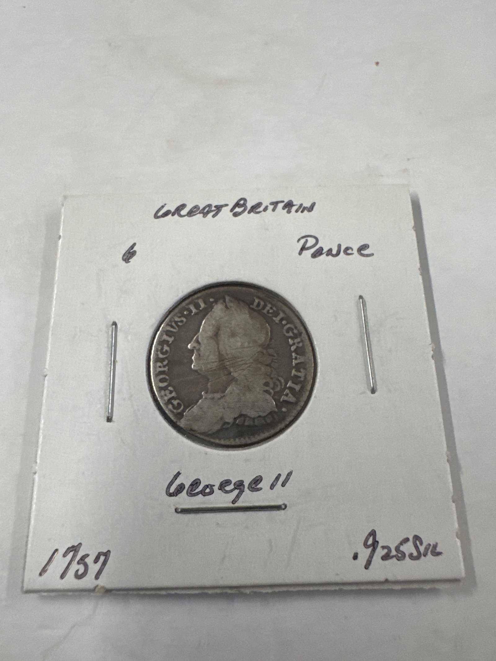 2 Silver Coins - 1757 Great Britain 6 Pence and 1913 Austria 2 Corona: 2 Silver Coins - 1757 George III Great Britain 6 Pence (.925 Silver) and 1913 Austria 2 Corona (.835 Silver).