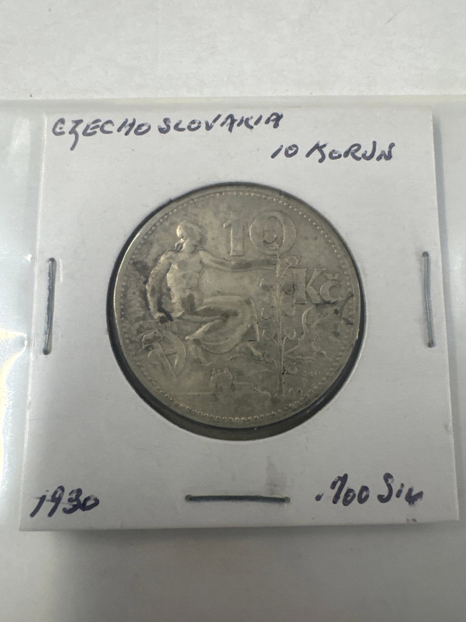 2 Silver Coins - 1865 Queen Victoria Young Head Silver Shilling Coin and 1930 Czechoslovakia 10: 2 Silver Coins - 1865 Queen Victoria Young Head Silver Shilling Coin (.925 Silver) and 1930 Czechoslovakia 10 Korun (.700 Silver). 