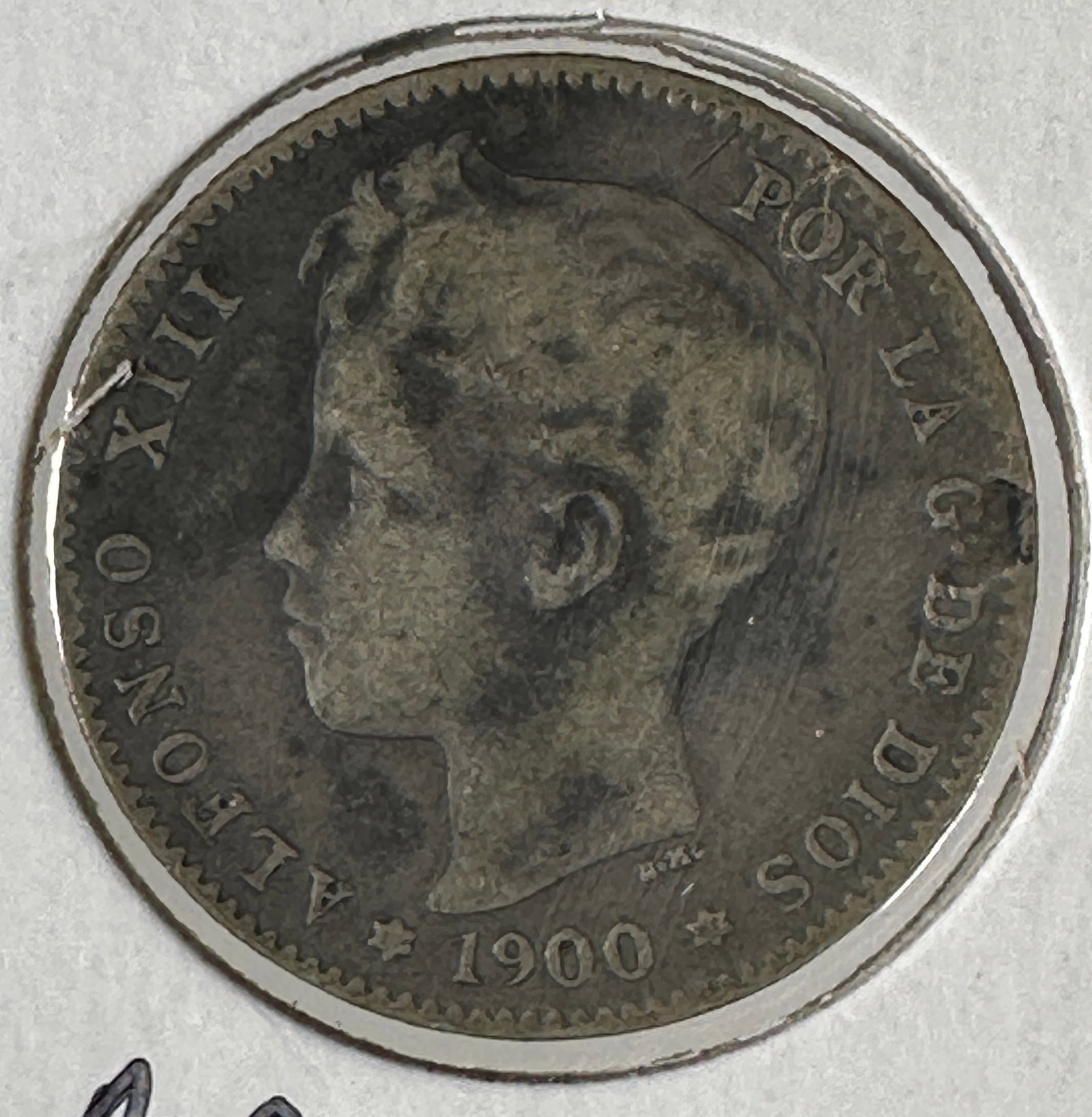 1900 Spain 1 Peseta .835 Silver Coin - Alfonso XIII: One coin as titled. Ungraded; condition varies. See images.
