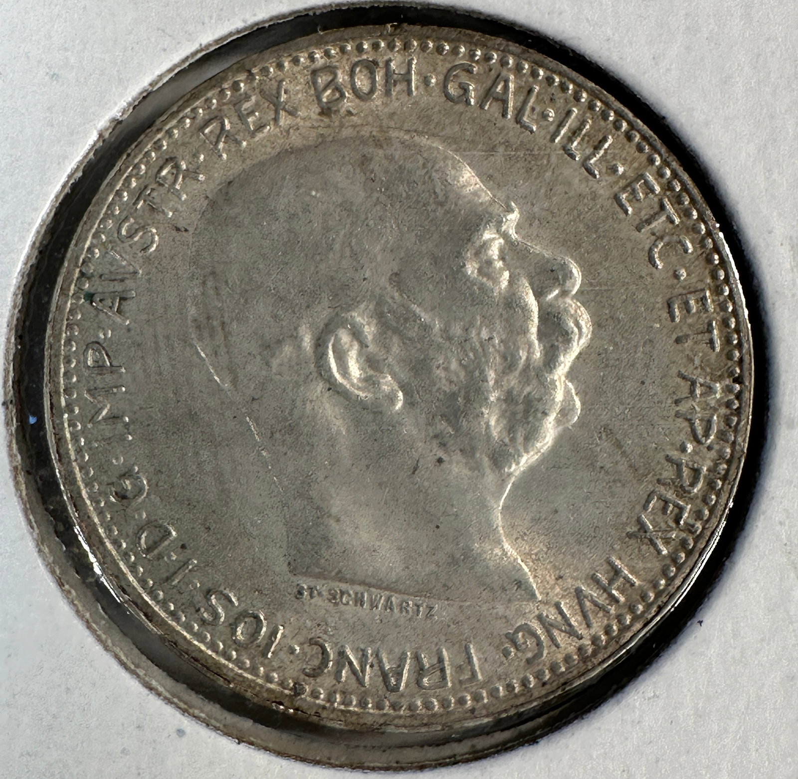1915 Austria-Hungary Emp. 1 Corona .835 Silver Coin: One coin as titled. Ungraded; condition varies. See images.