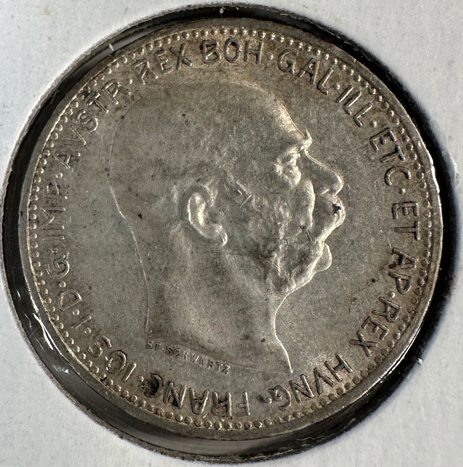 1913 Austria-Hungary Emp. 1 Corona .835 Silver Coin: One coin as titled. Ungraded; condition varies. See images.