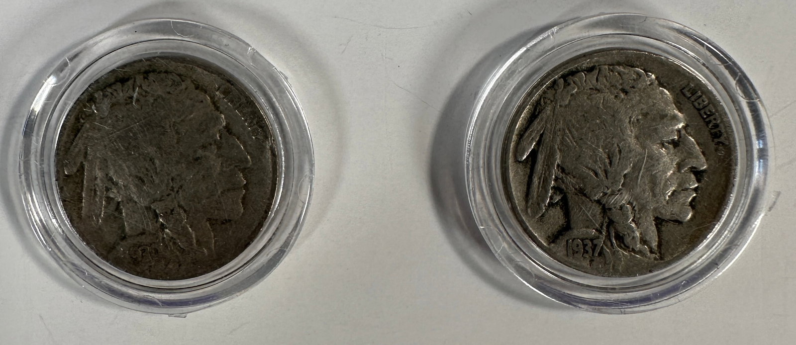 Two USA Buffalo Nickels: 2 coins as titled. Ungraded; condition varies. See images.