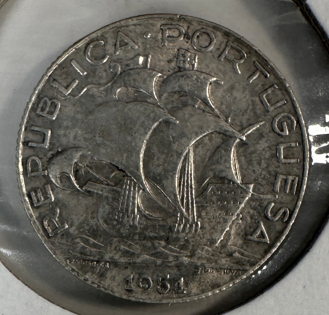-*1951 Portugal 2.5 Escudos .650 Silver Coin: One coin as titled. Ungraded; condition varies. See images.