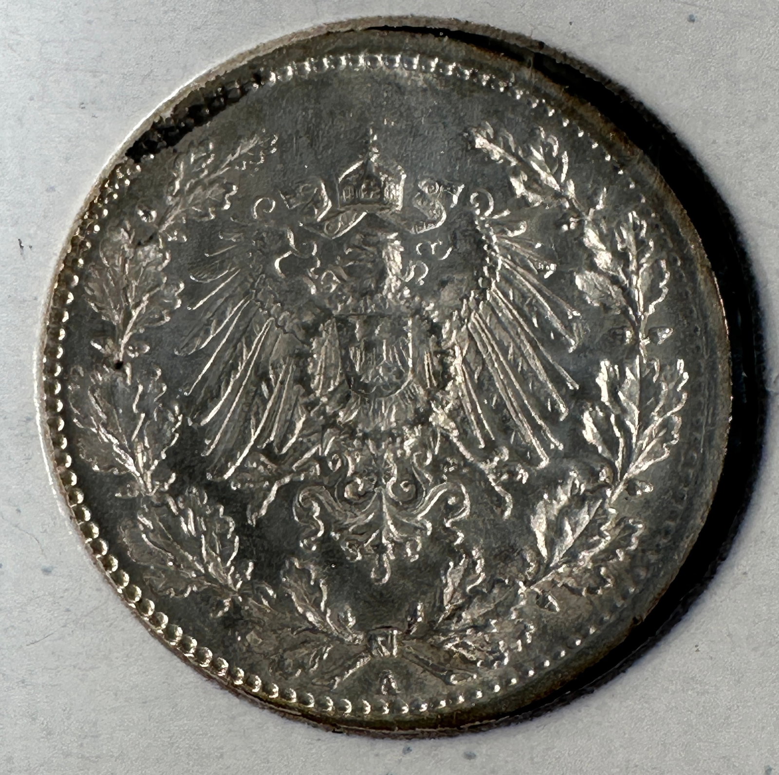 -*1916 German 1/2 Mark .900 Silver Coin: One coin as titled. Ungraded; condition varies. See images.