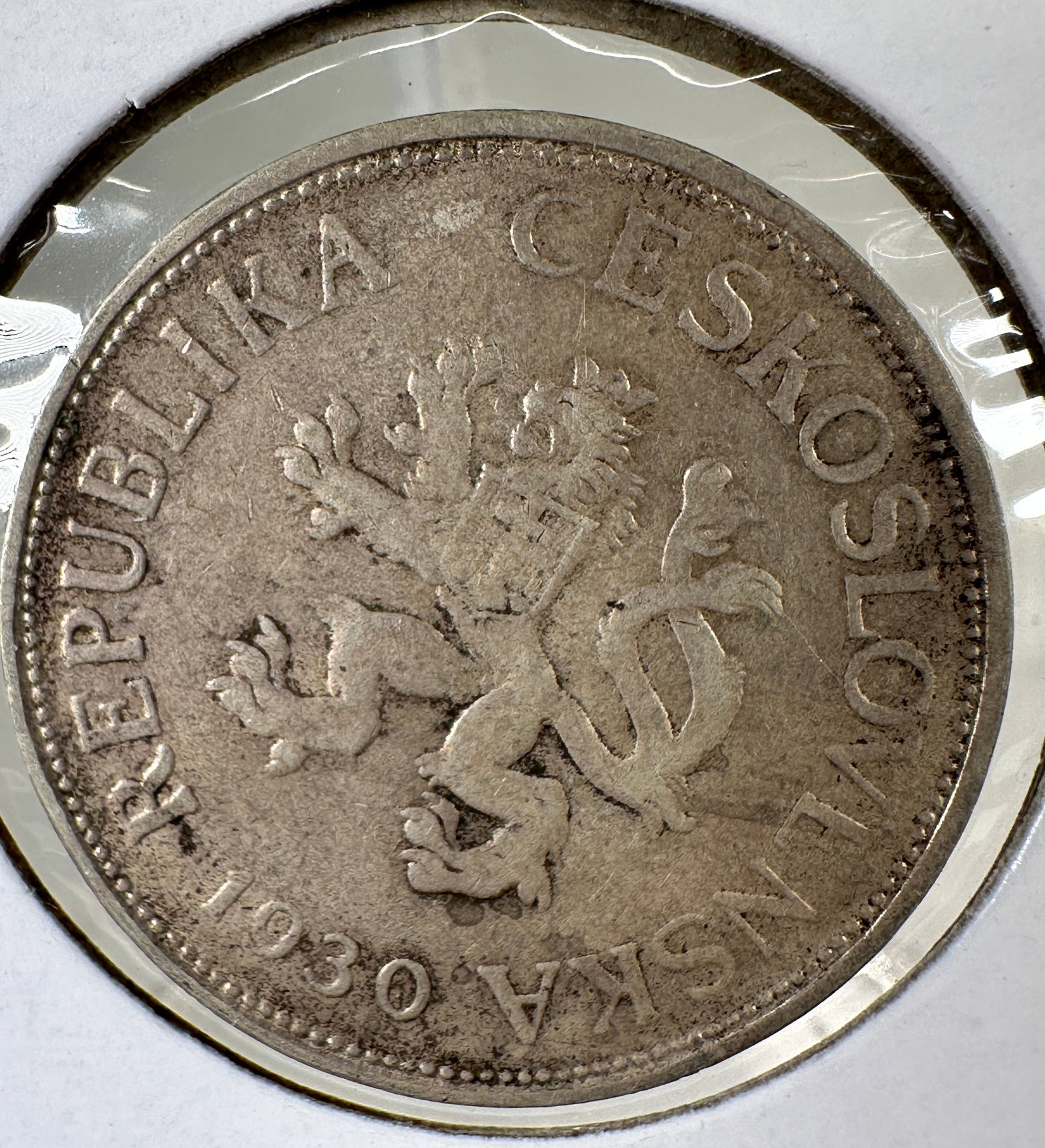 1930 Czechoslovakia 5 Korun .500 Silver Coin: One coin as titled. Ungraded; condition varies. See images.
