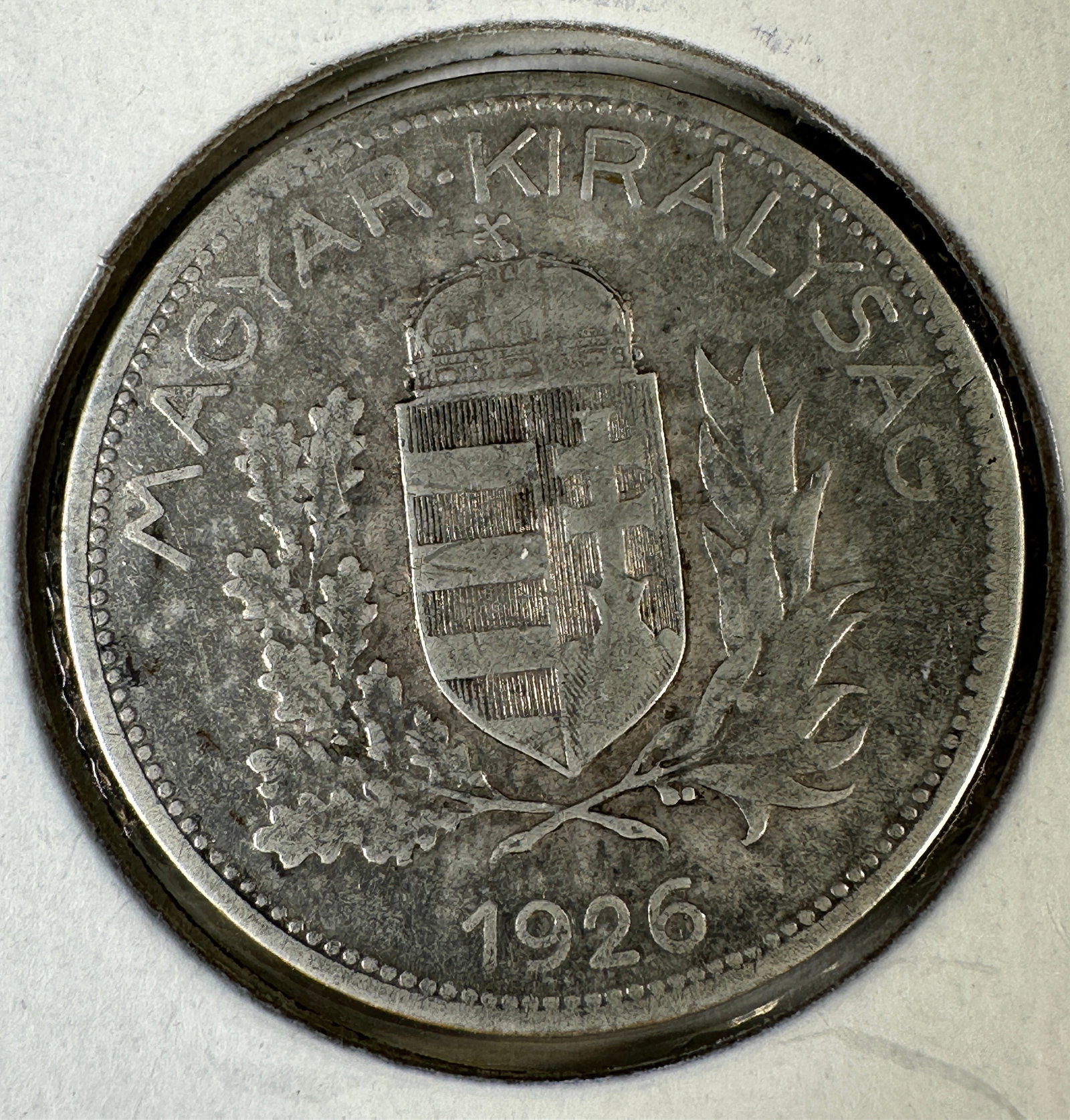 1926 Hungary Regency Period 1 Pengo .500 Silver Coin: One coin as titled. Ungraded; condition varies. See images.