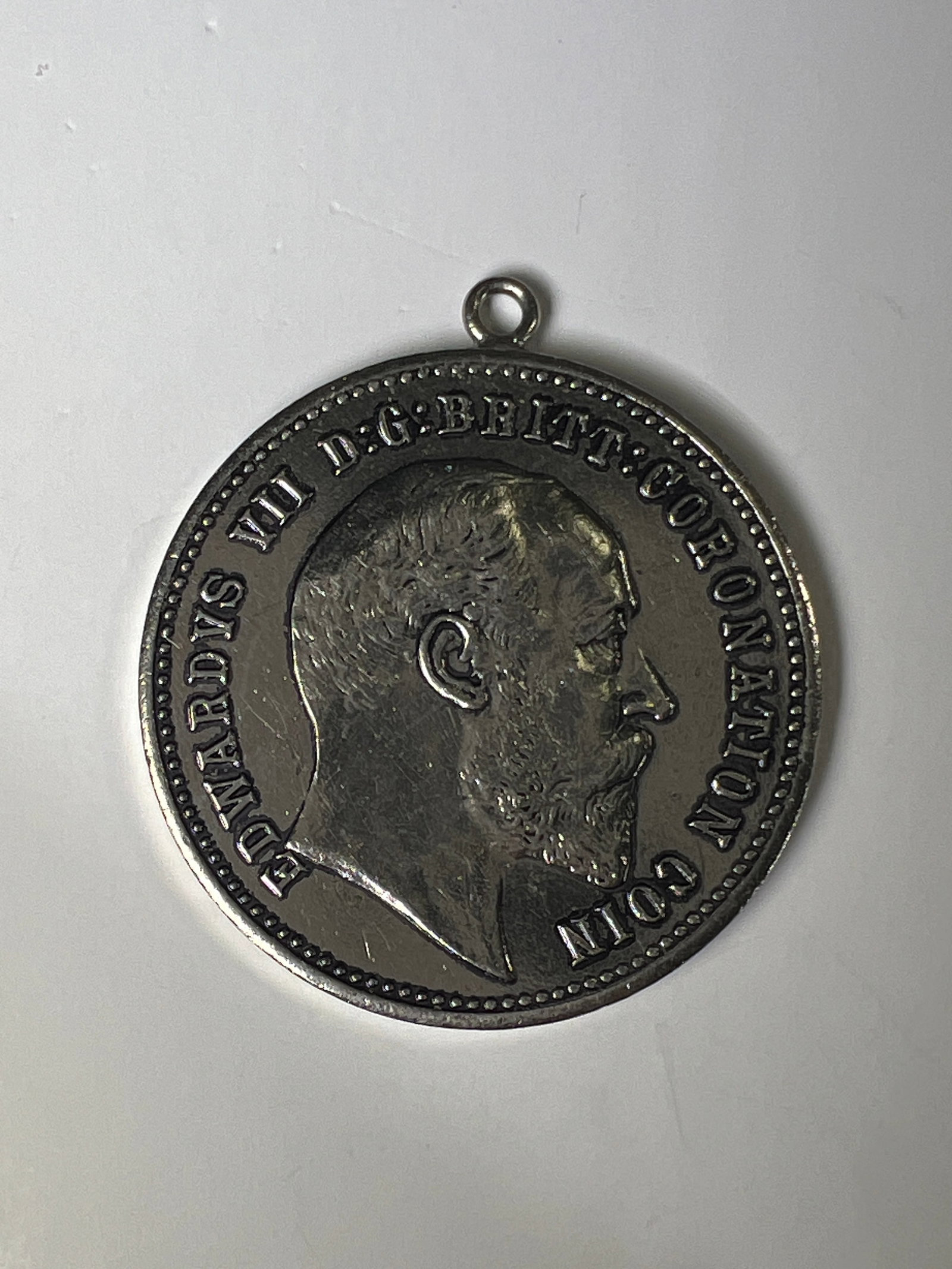 1902 Edward VII Coronation Coin Pendant: One coin as titled. Ungraded; condition varies. See images.