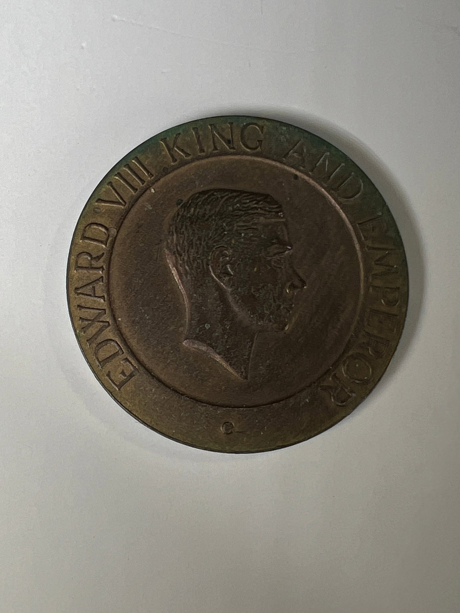 Edward VIII King and Emperor Bronze Coin: One coin as titled. Ungraded; condition varies. See images.