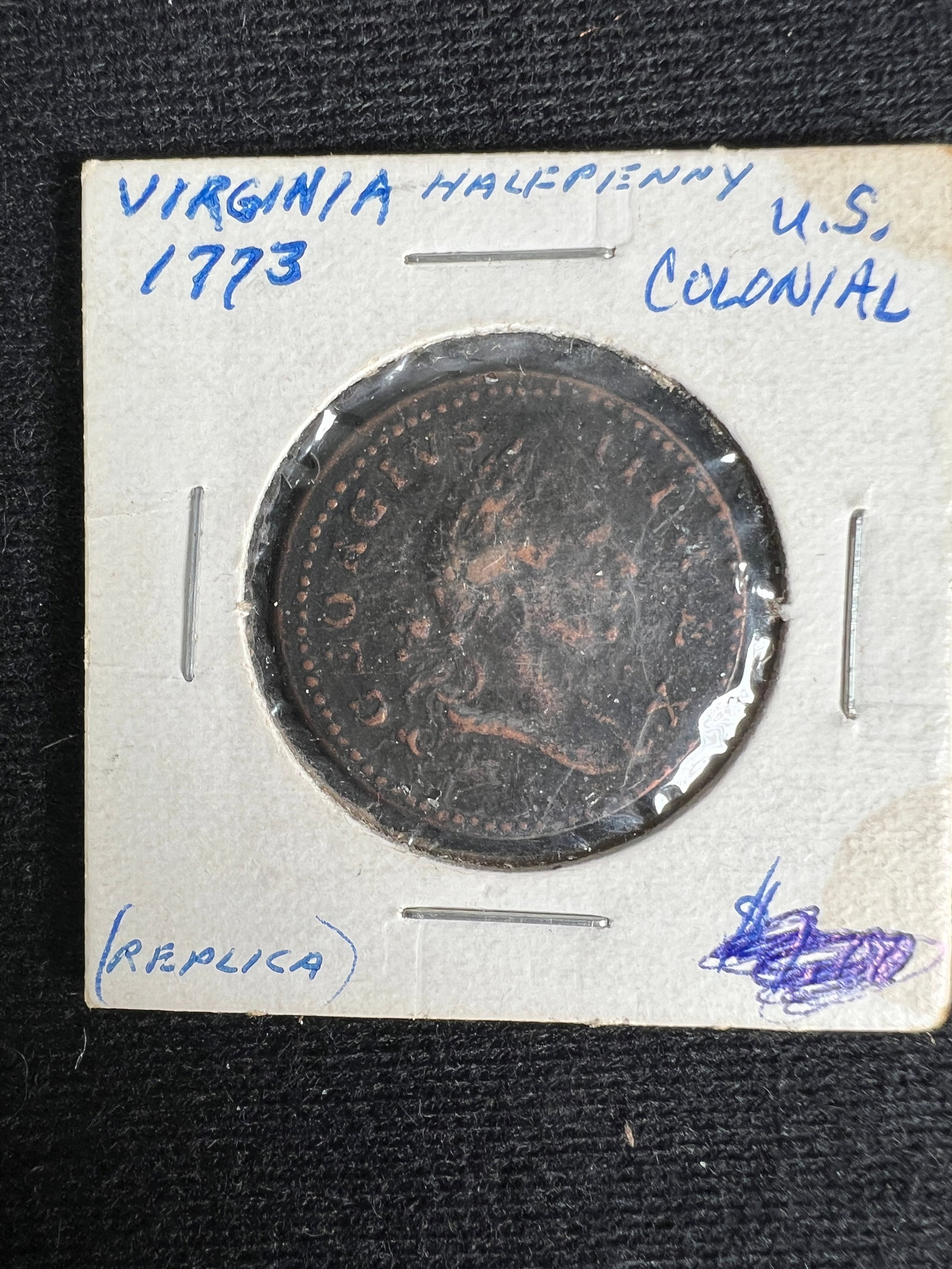 1773 Virginia Halfpenny US Colonial Replica: One coin as titled. Ungraded; condition varies. See images.