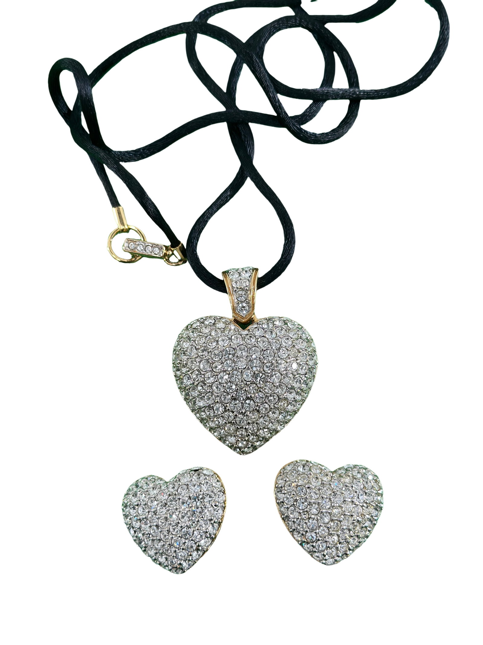 Swarovski Puffy Heart Necklace & Earrings:  Length : 18"