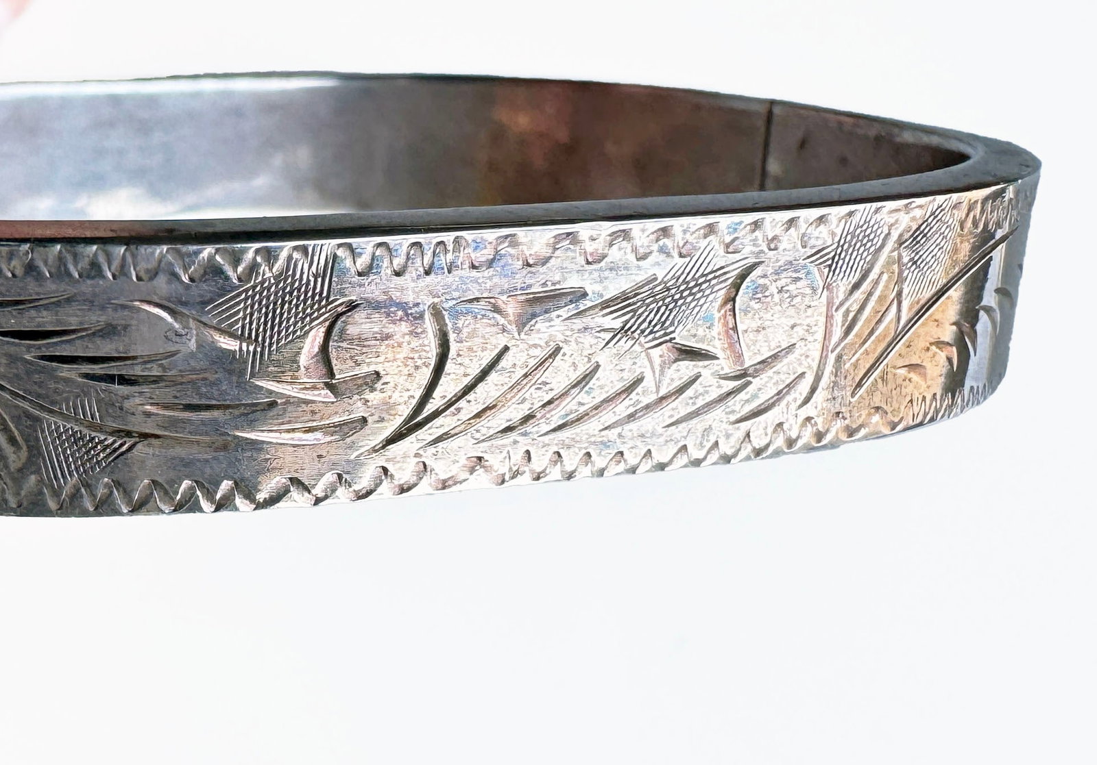 Vintage Square Sterling Silver Bangle - 3