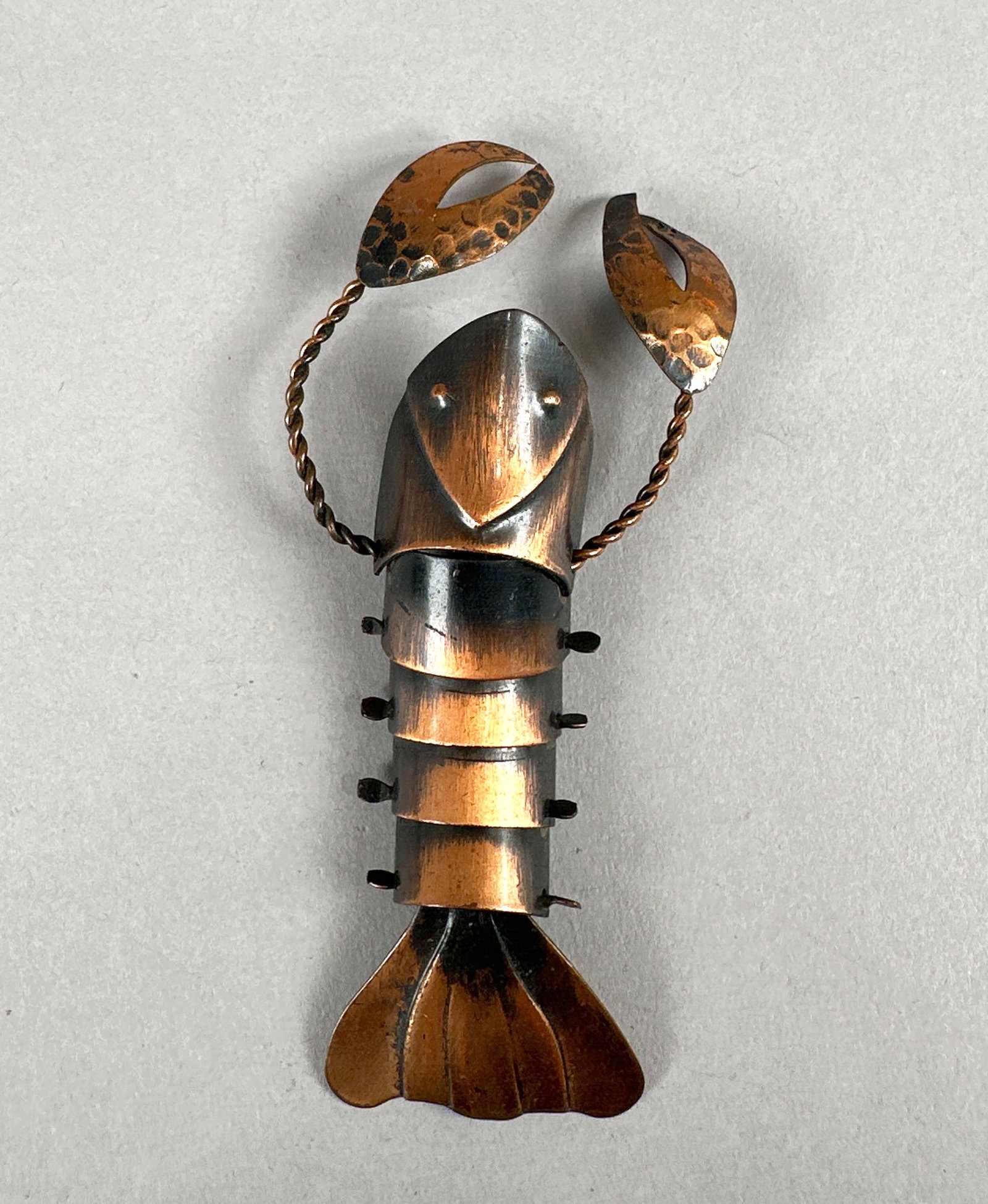 Frank Rebajes Copper Lobster Pin: Weight: 20g. Dimensions: 4'' long. 