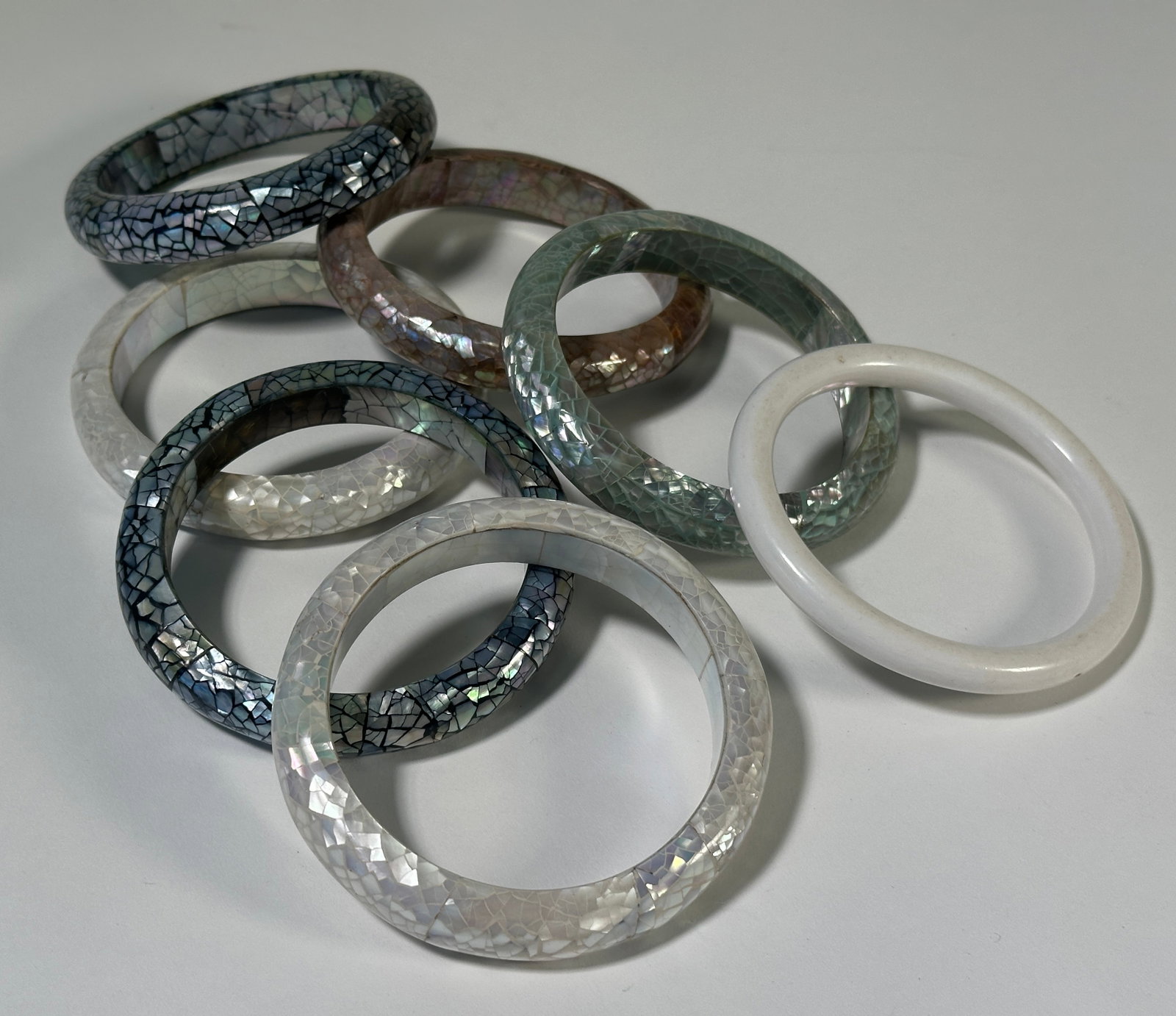 Seven Abalone Shell Bangles - 2