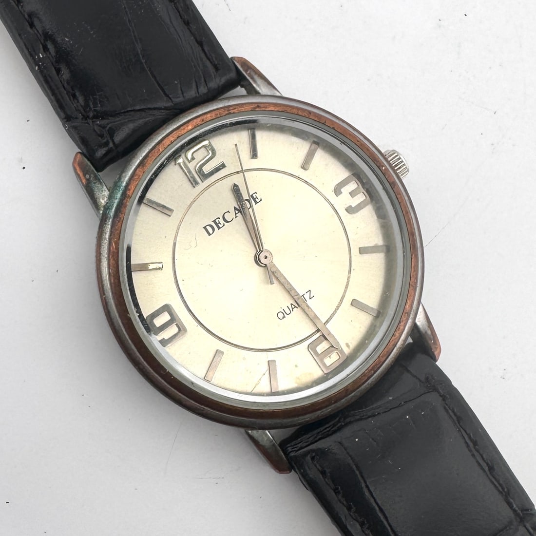 Decade Quartz Wristwatch with Black Leather Band (1 of 10)