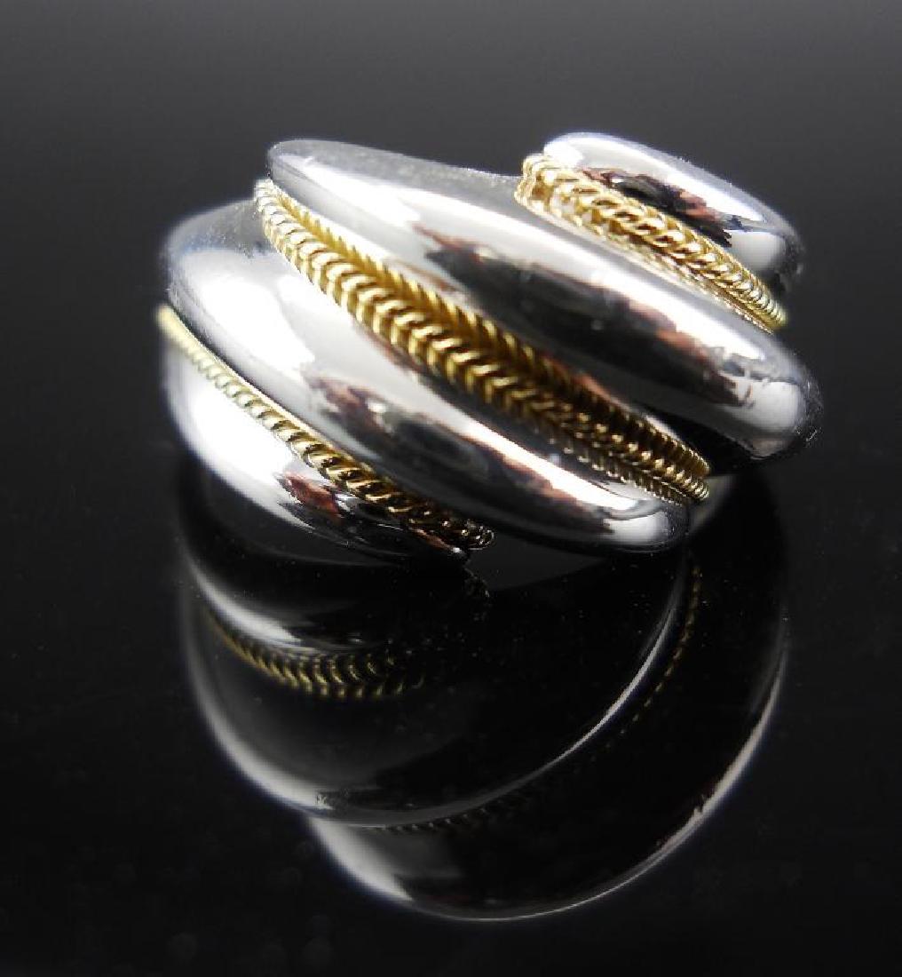 Tiffany & Co. Sterling Silver, Gold Braided Ring: Tiffany & Co sterling silver gold braided ring. 18kt yellow gold & sterling silver. Marked Tiffany & Co, 925, 750. Size 6.
