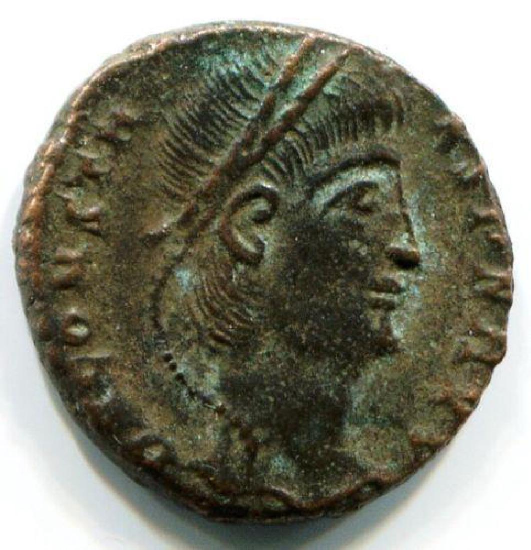 Ancient Bronze Museum Coin, Ihnasyah Hoard: Constans ( Augustus, 337 - 350 AD ) struck bronze coin. Minted in Nicomedia ( modern Izmit ) Turkey; found in the Ihnasayah Hoard, Egypt, before 346 AD. Sold on behalf of the Royal Ontario Museum, wit