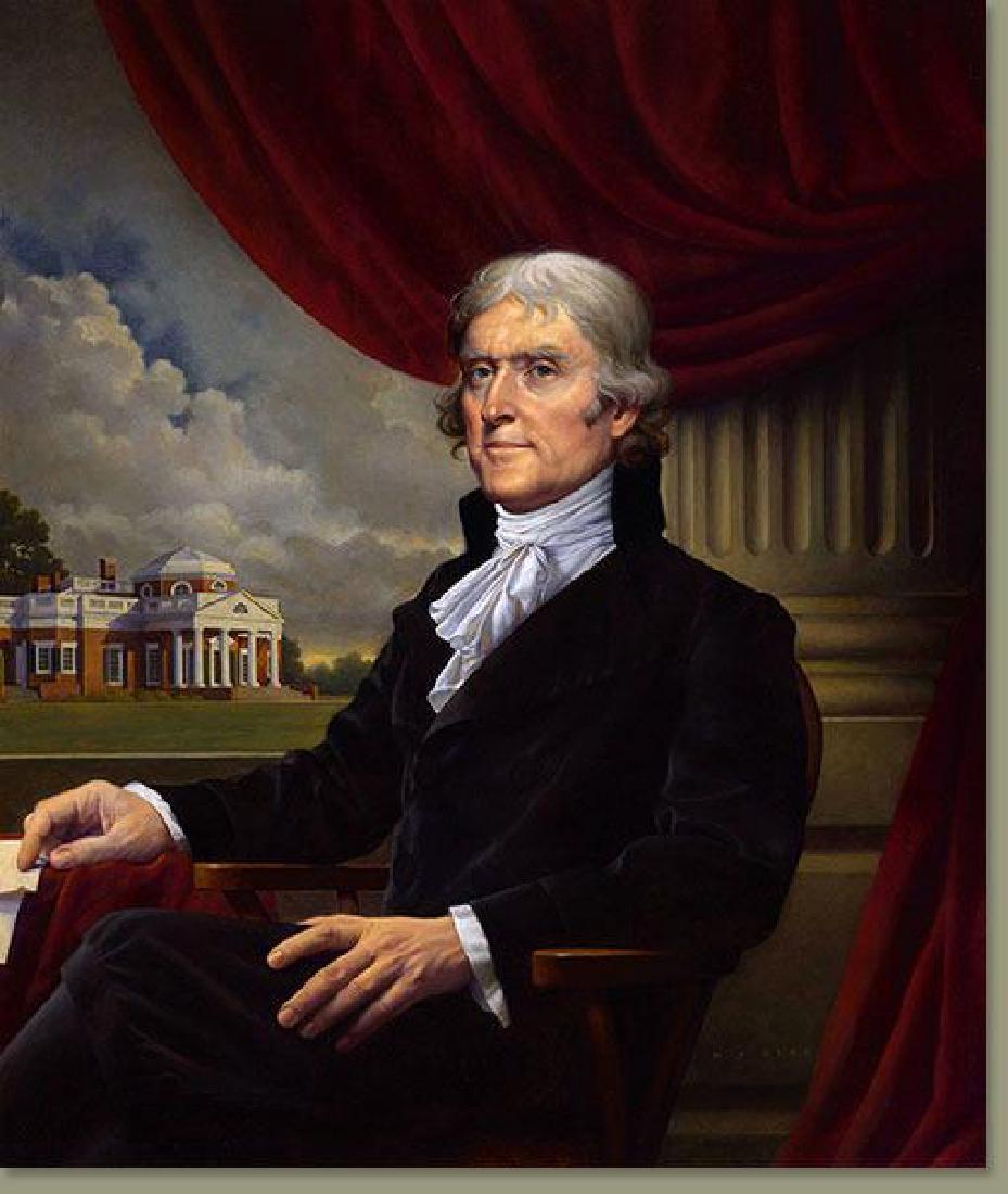 HIGH QUALITY PORTRAIT OIL PAINTING ON CANVAS : “THOMAS: HIGH QUALITY PORTRAIT OIL PAINTING ON CANVAS : “THOMAS JEFFERSON" 1284. This is not a print, it is hand painted on canvas. It is a high quality painting. size : 24"*36"