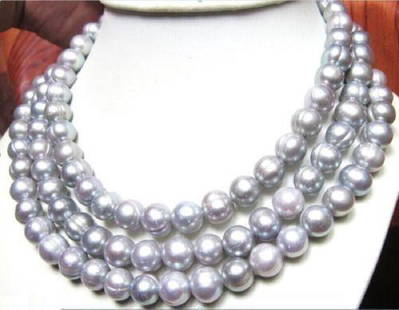 50" HUGE AAA 11-13mm South Sea Baroque Gray Pearl: 50" huge aaa 11-13mm South Sea Baroque Gray Pearl Necklace 14k Gold clasp. Condition: New Material: pearl Quantity: 1str Size : beads size 11-13MM Color: see photo, conversion : 1 inch = 25.4mm or 1mm